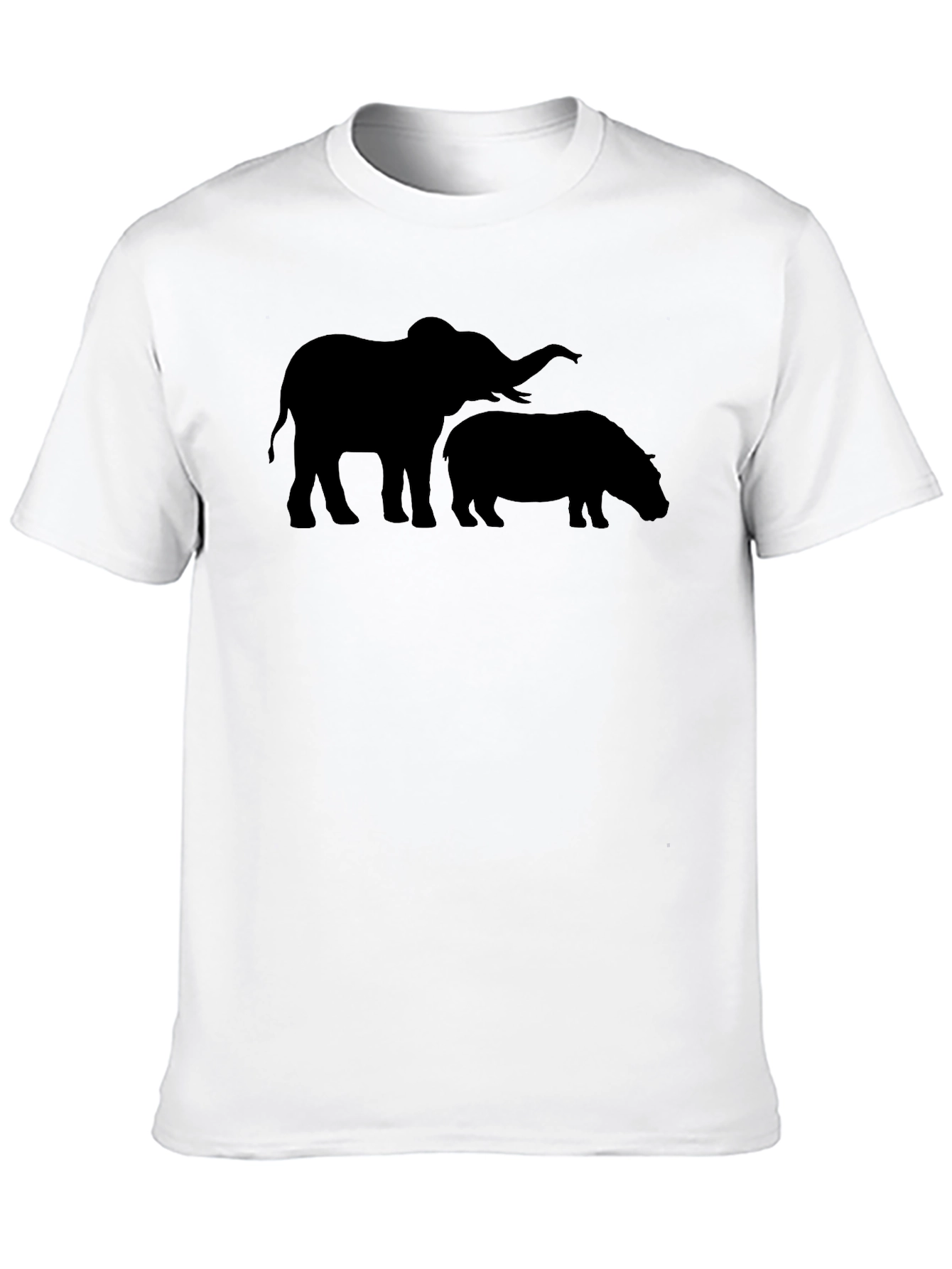 Black Elephant and Hippo Graphic T-Shirt view 10