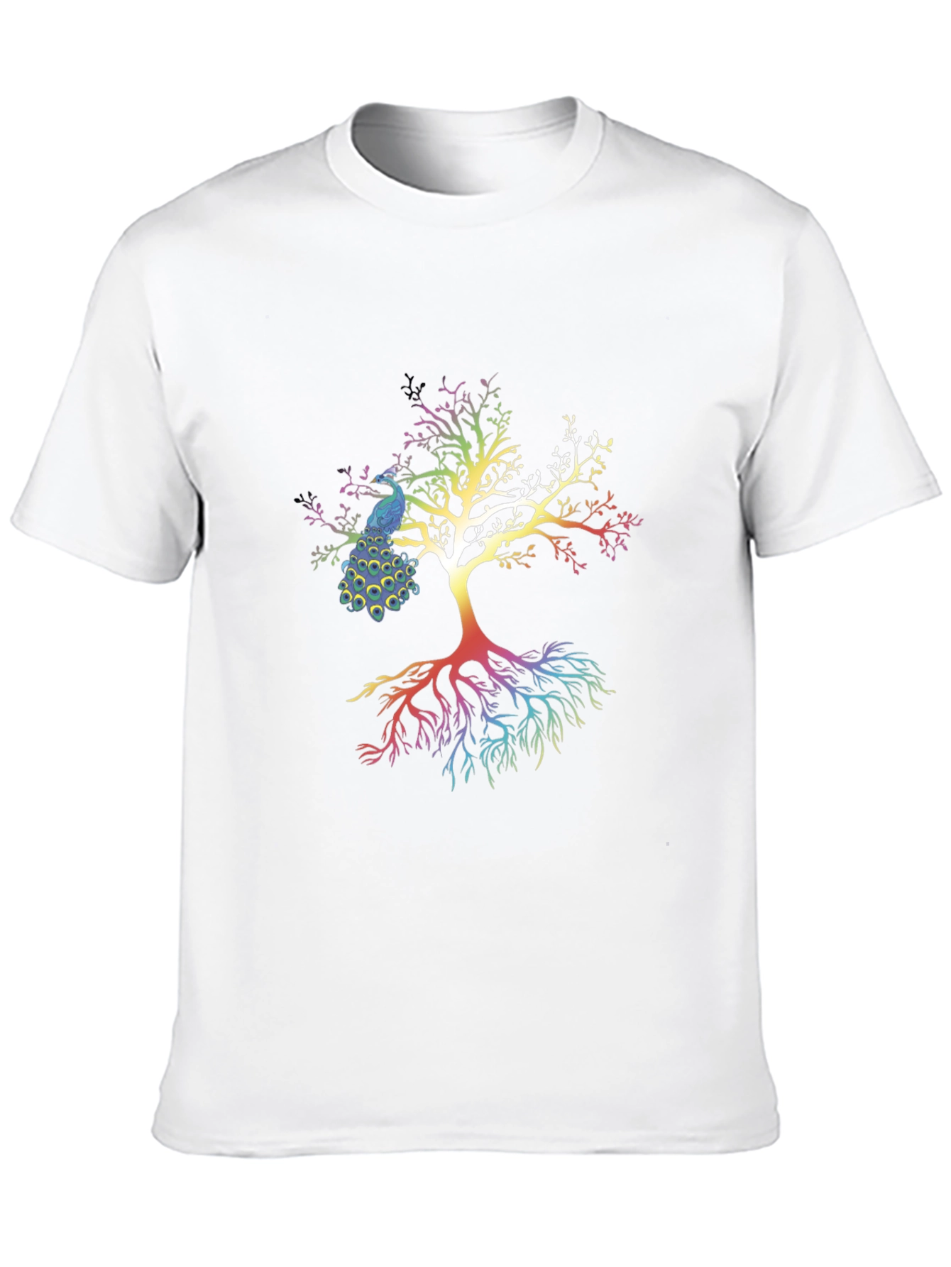 Black Peacock Tree Graphic T-Shirt - Stylish Men's Tee view 10