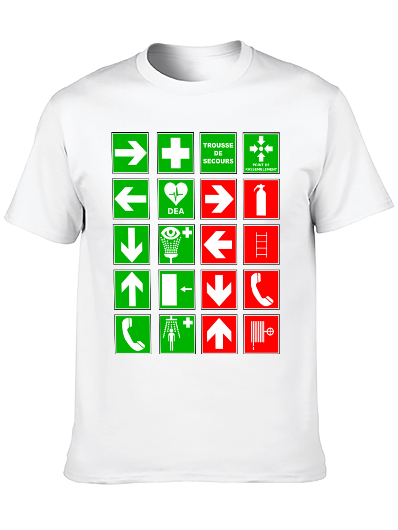 Black Safety Signs T-Shirt - Green & Red Graphic Tee view 10