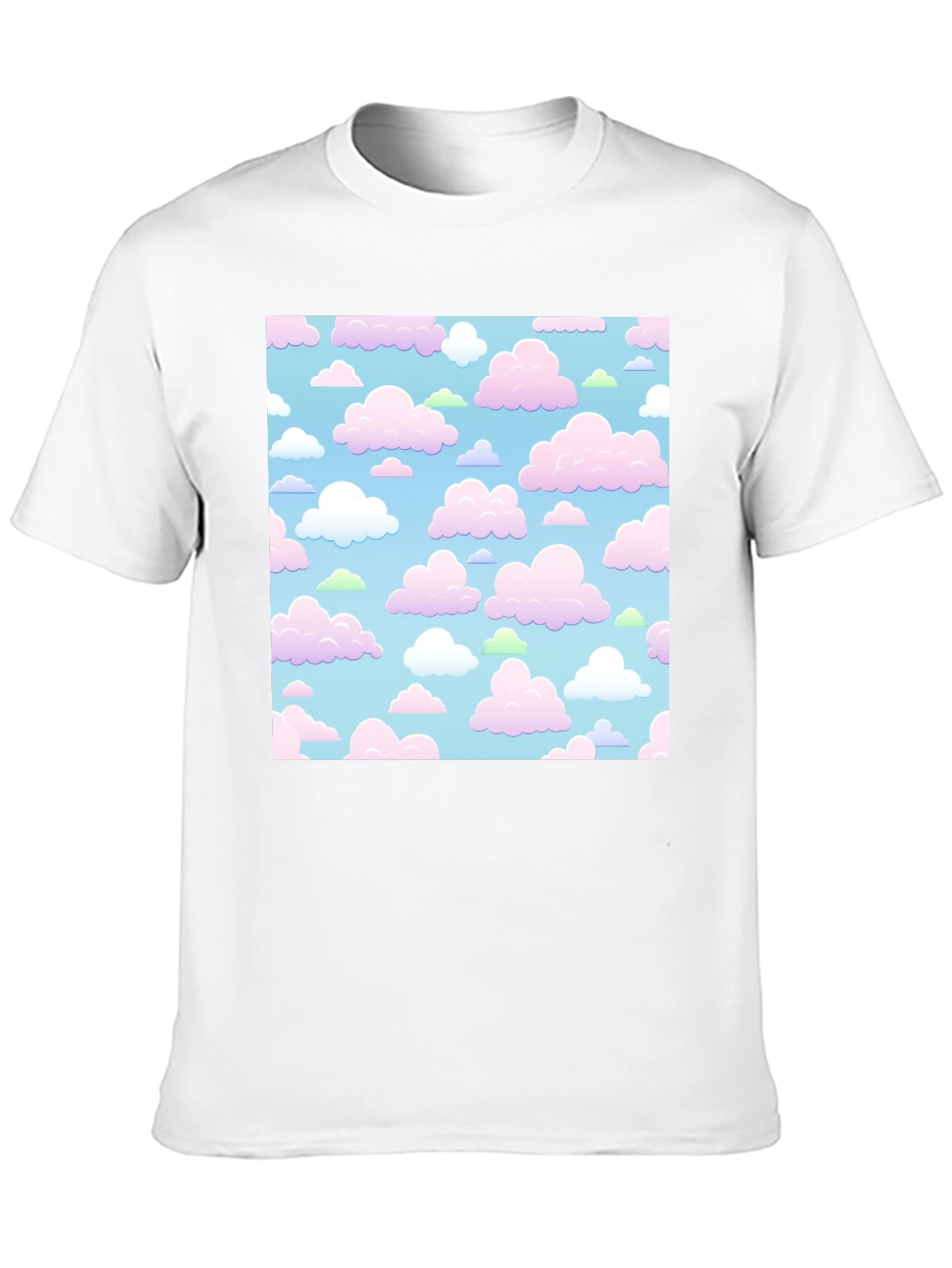 Black Cute Clouds Black T-Shirt view 10