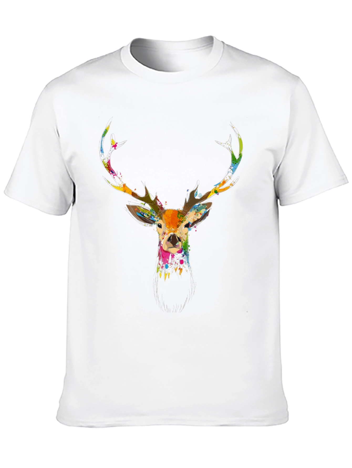 Black Stylish Men's Black Deer Print T-Shirt view 10