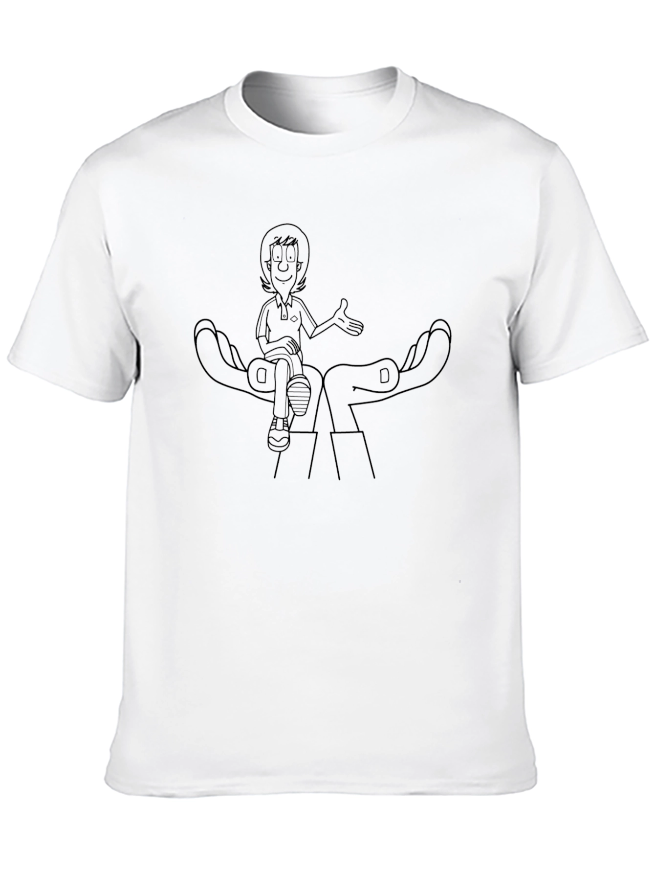 Black Novelty Graphic Tee - Cartoon Hand Design - Comfort Fit view 10