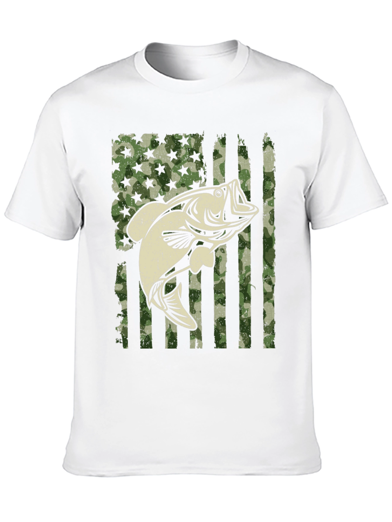 American Flag Camo Bass Fishing Graphic Tee - 10