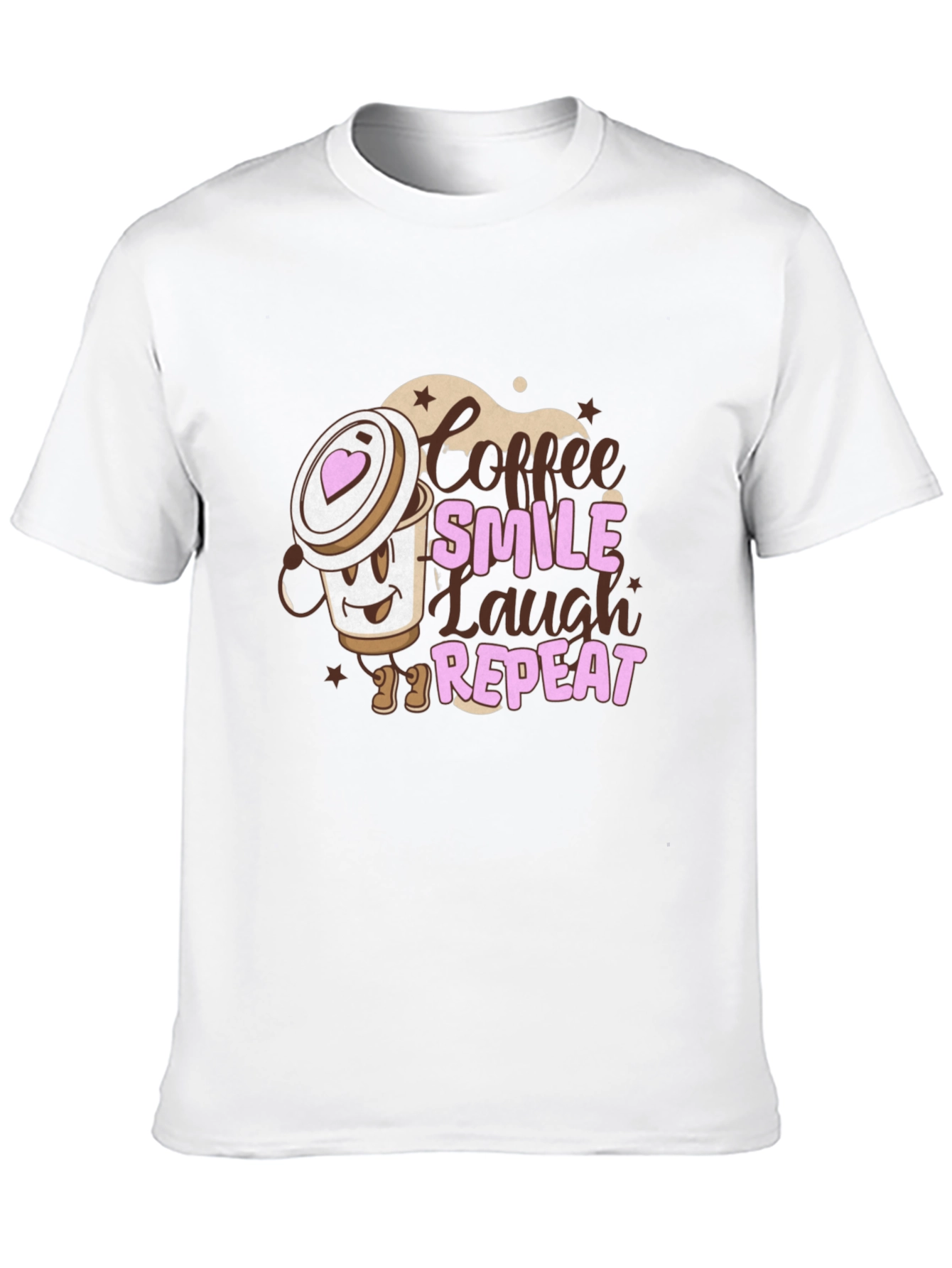 Black Coffee Smile Laugh Repeat Black Graphic Tee view 10
