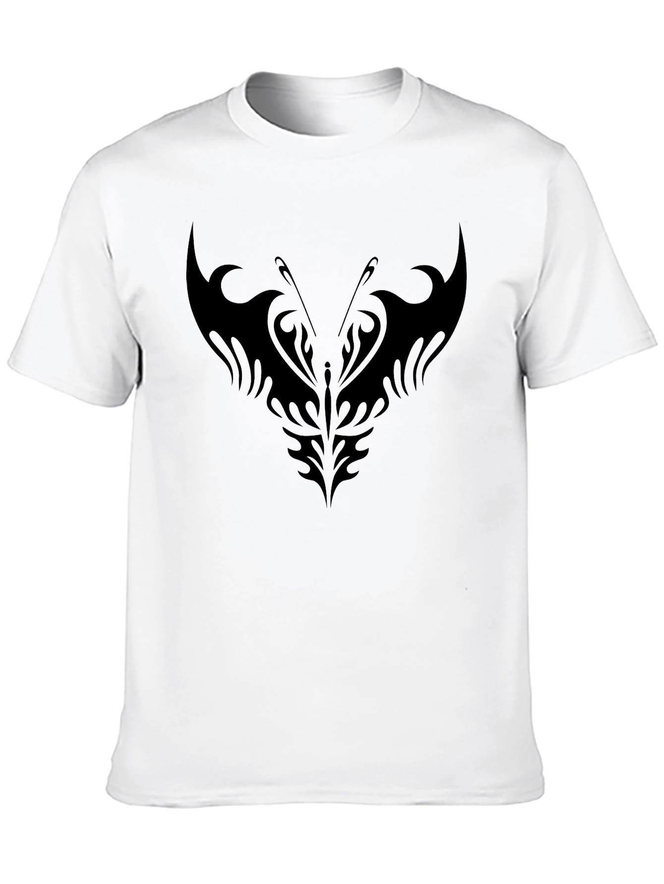 Black Tribal Butterfly Graphic Black T-Shirt view 10