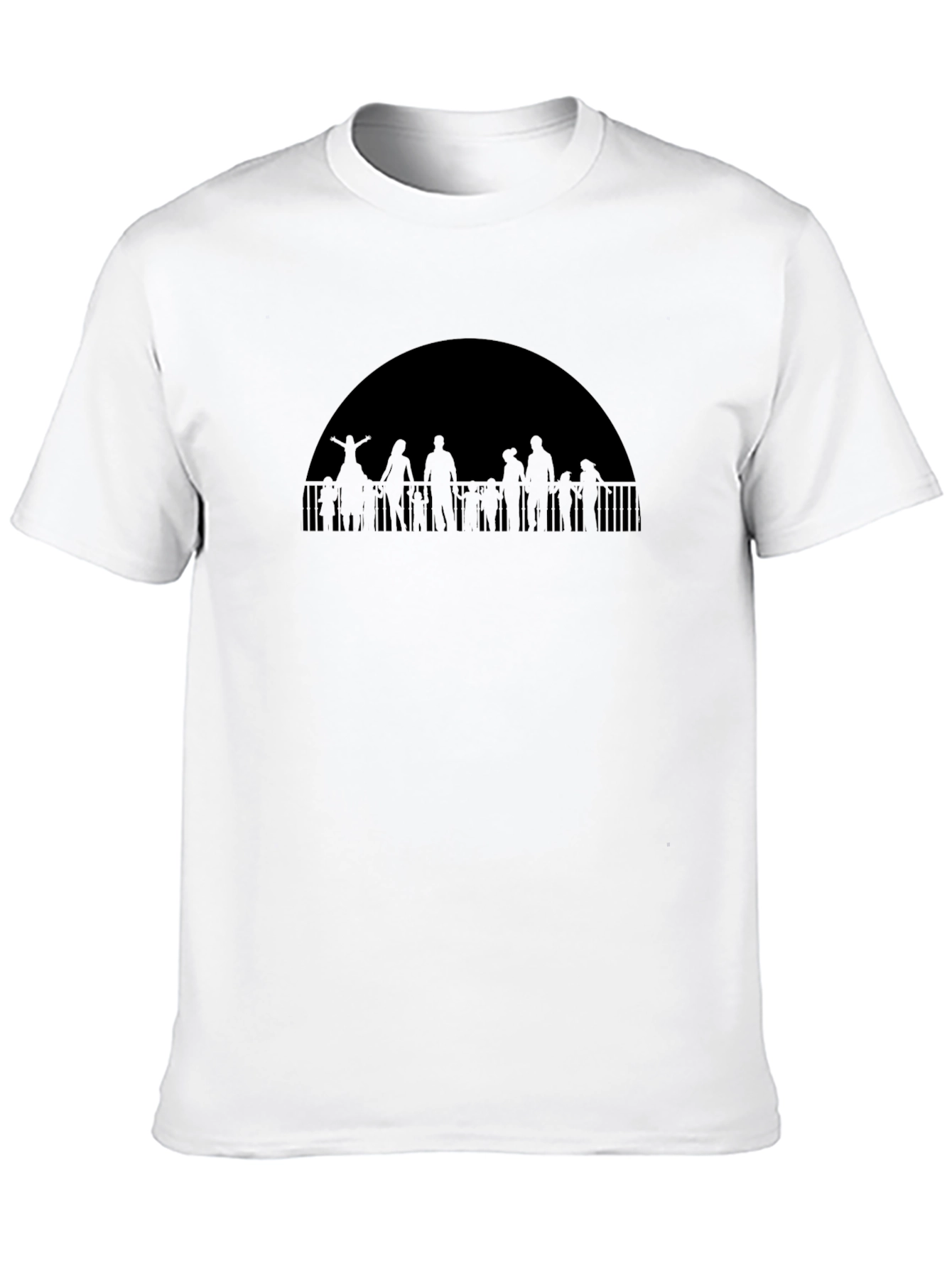 Black Silhouetted Crowd Graphic Tee view 10
