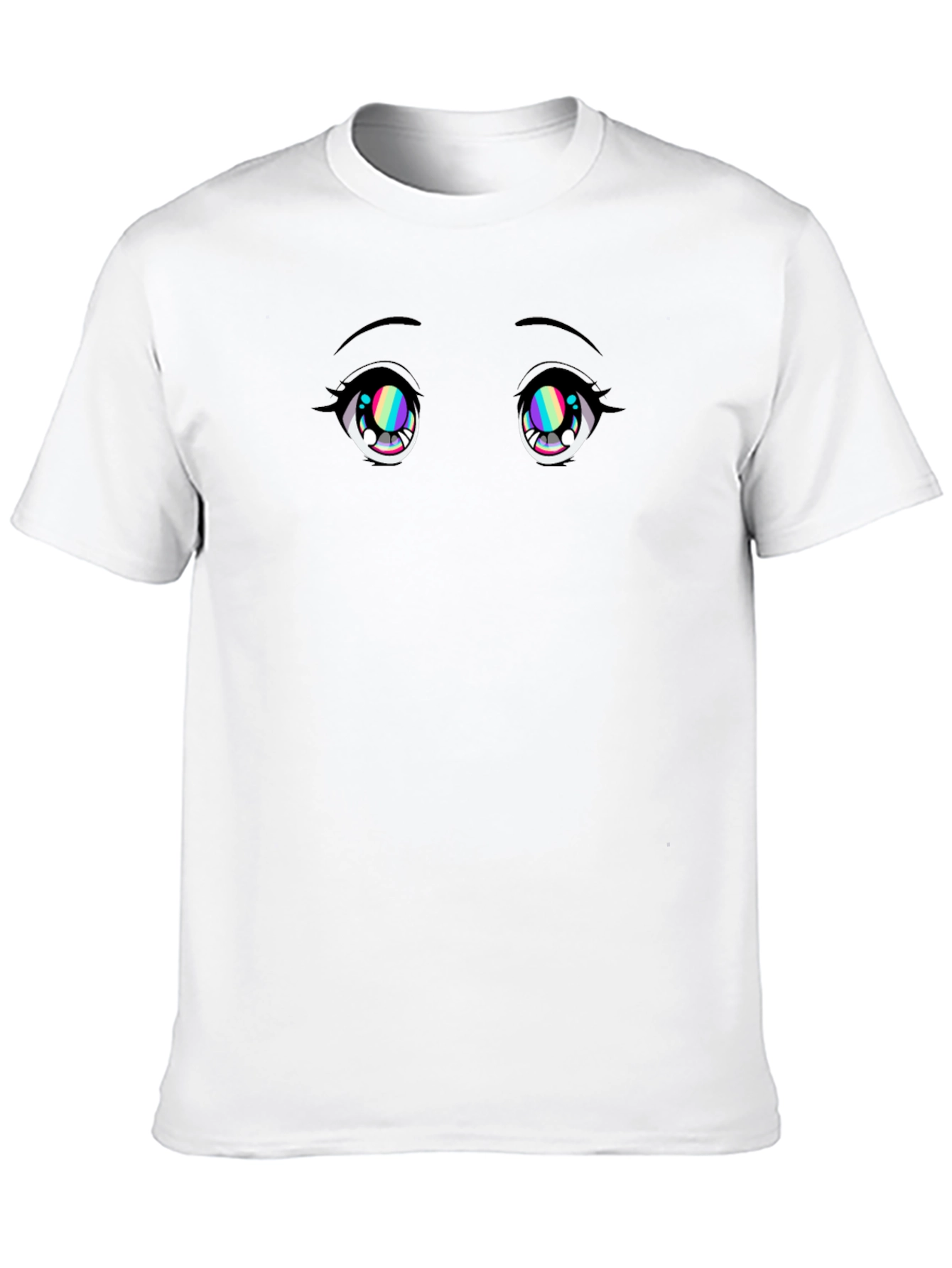 Black Anime Eyes Graphic Tee - Black Cotton T-Shirt view 10