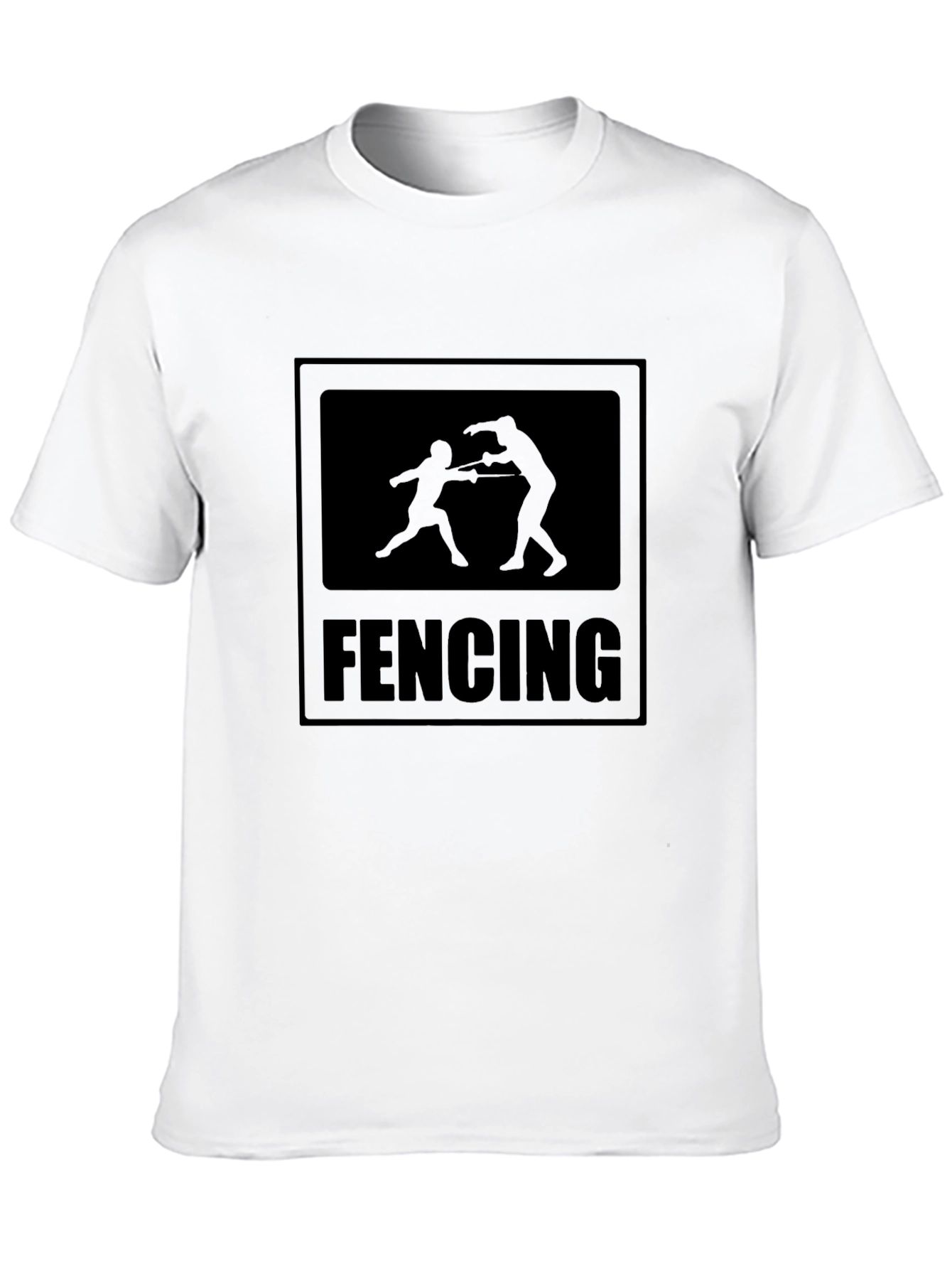Black Fencing T-Shirt Black Silhouette Design view 10