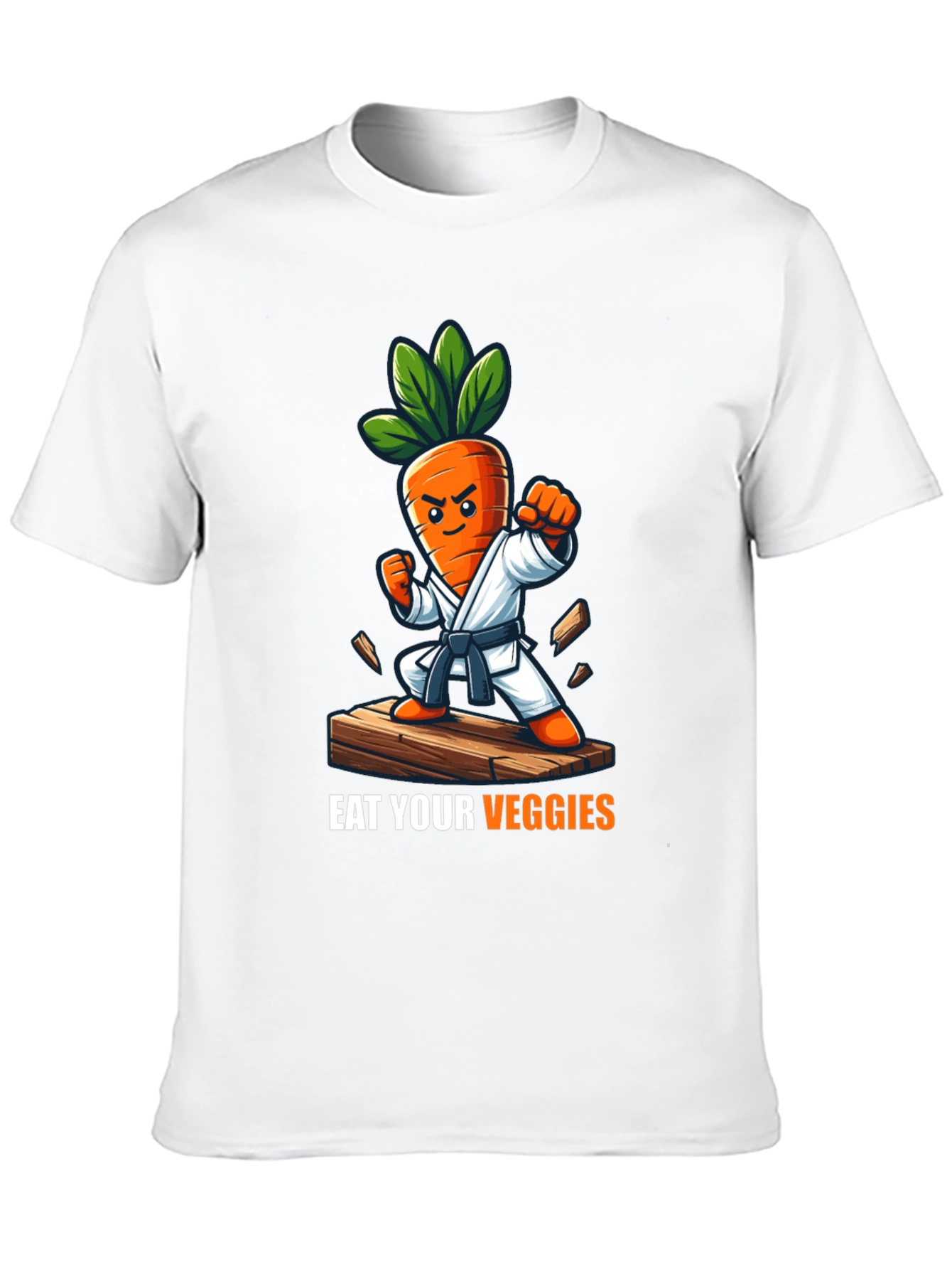 Black Eat Your Veggies Karate Carrot T-Shirt view 10