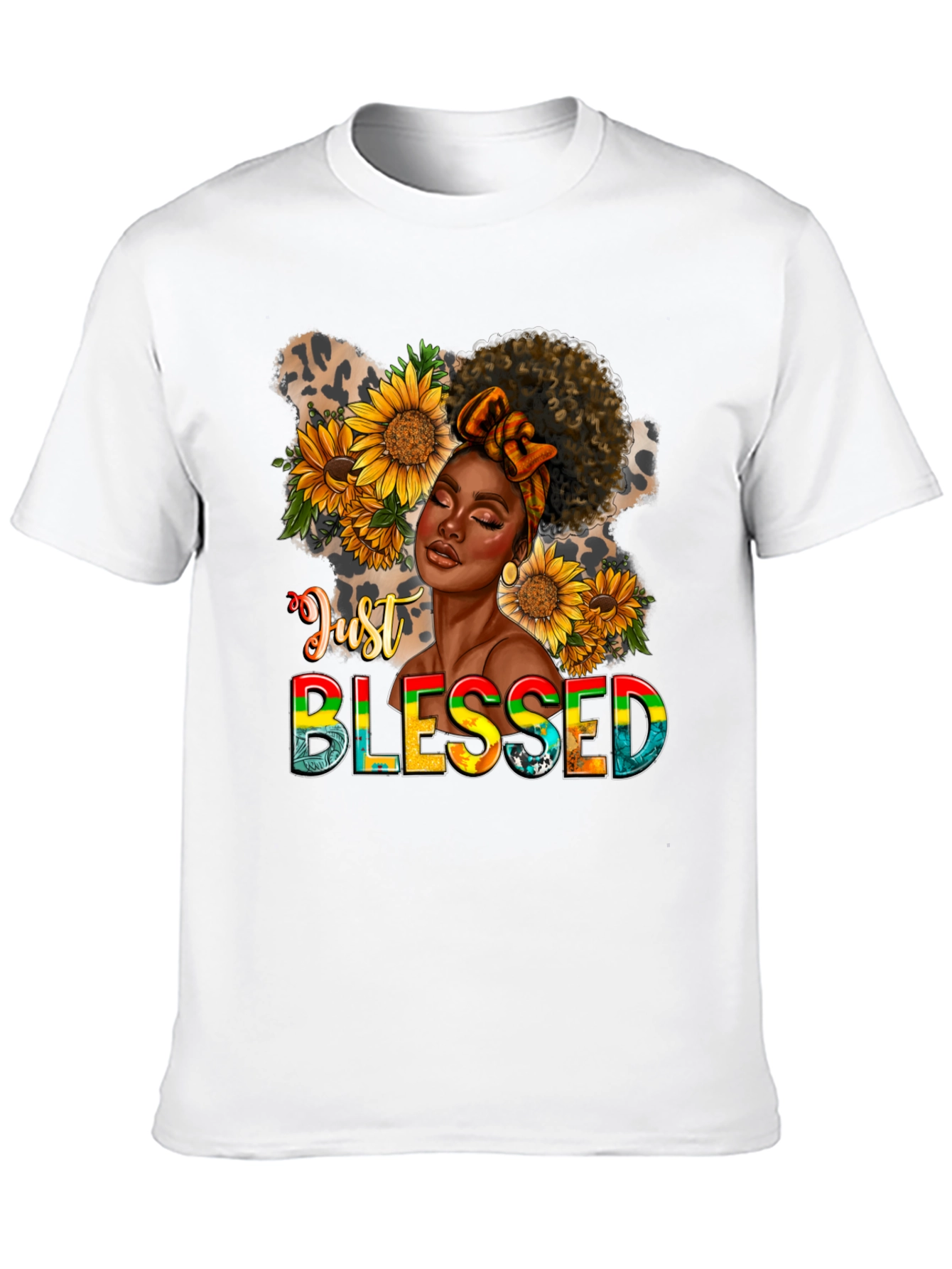 Black Just Blessed Black Woman Sunflower Graphic T-Shirt view 10