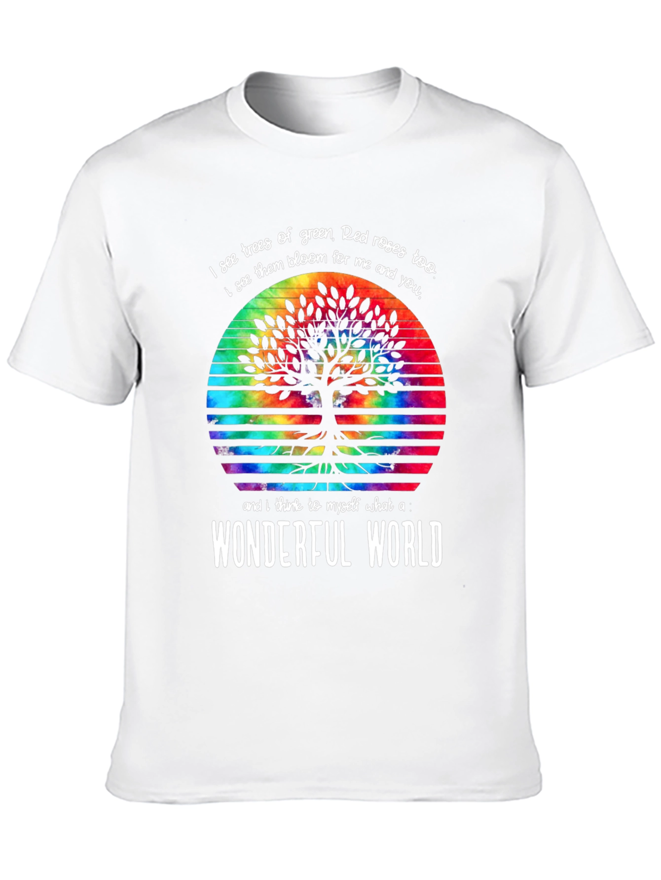 Black Wonderful World Tree Tie-Dye Graphic Tee view 10