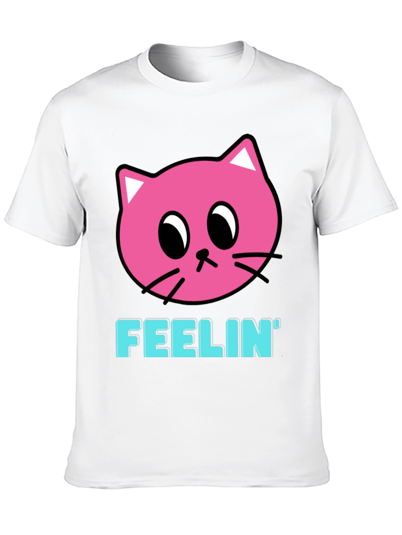 Black Feelin' Pink Cat Graphic Black T-Shirt view 10