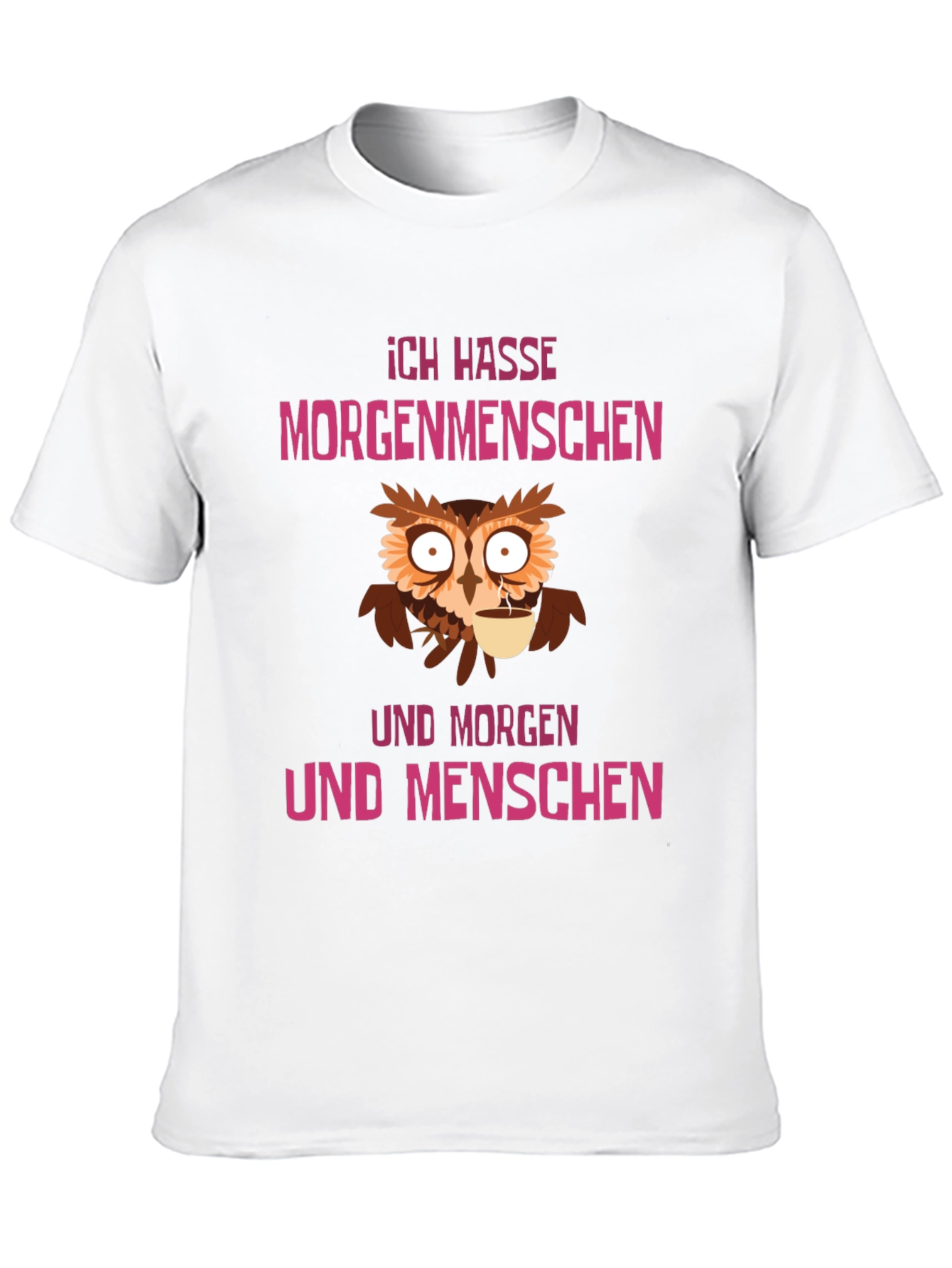 Black Ich Hasse Morgenmenschen Owl Graphic Tee view 10