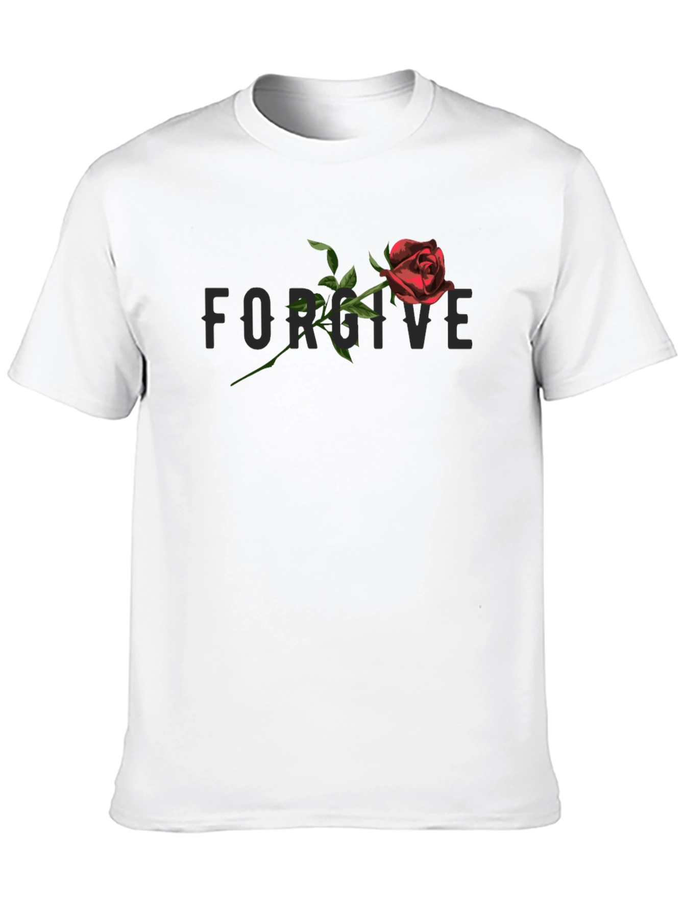 Black Forgive Rose Graphic Tee - Stylish Black Cotton T-Shirt view 10