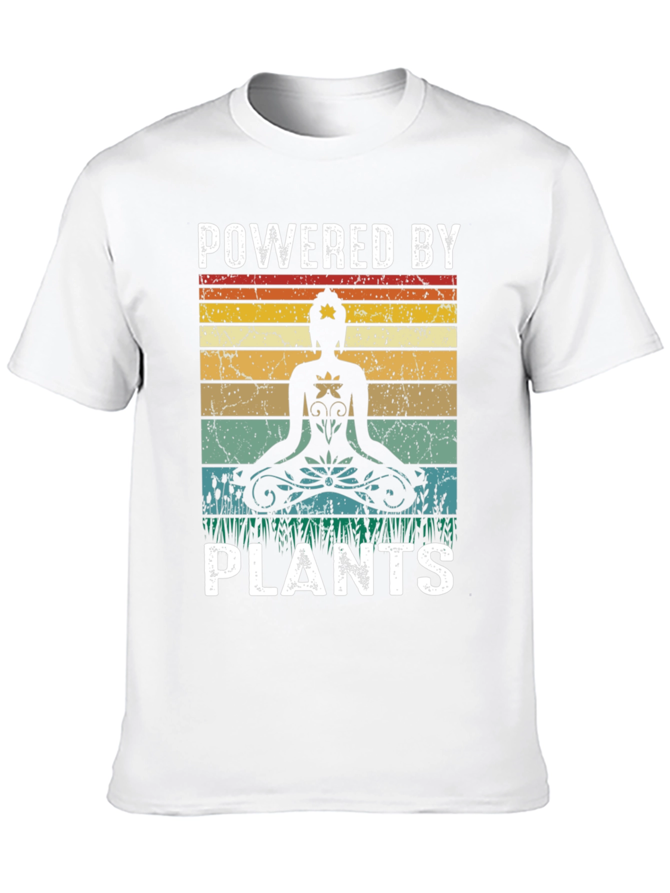 Black Powered by Plants Yoga Meditation Black T-Shirt view 10