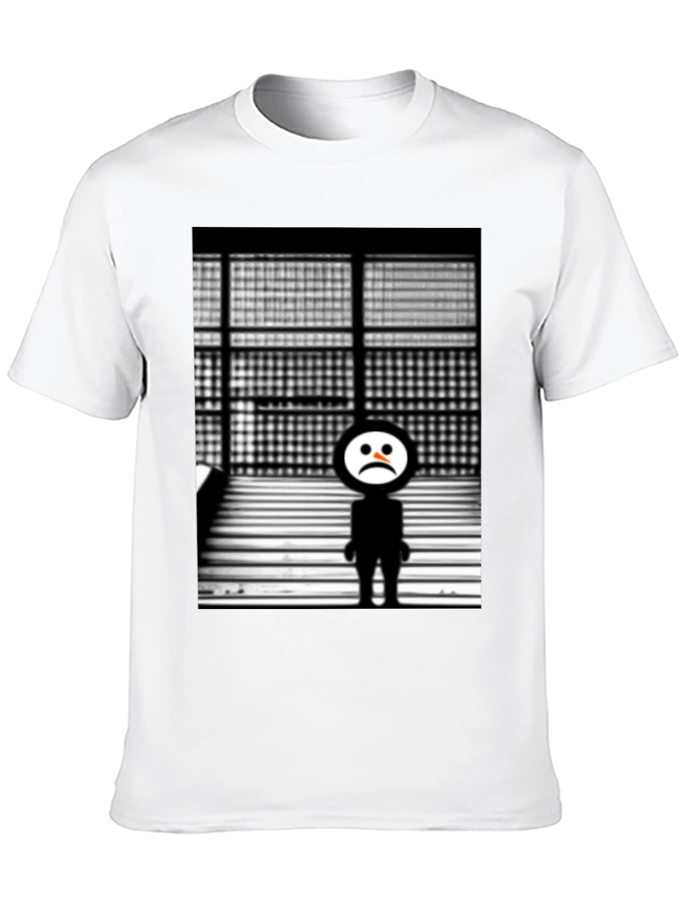 Black Sad Robot Graphic Black T-Shirt view 10