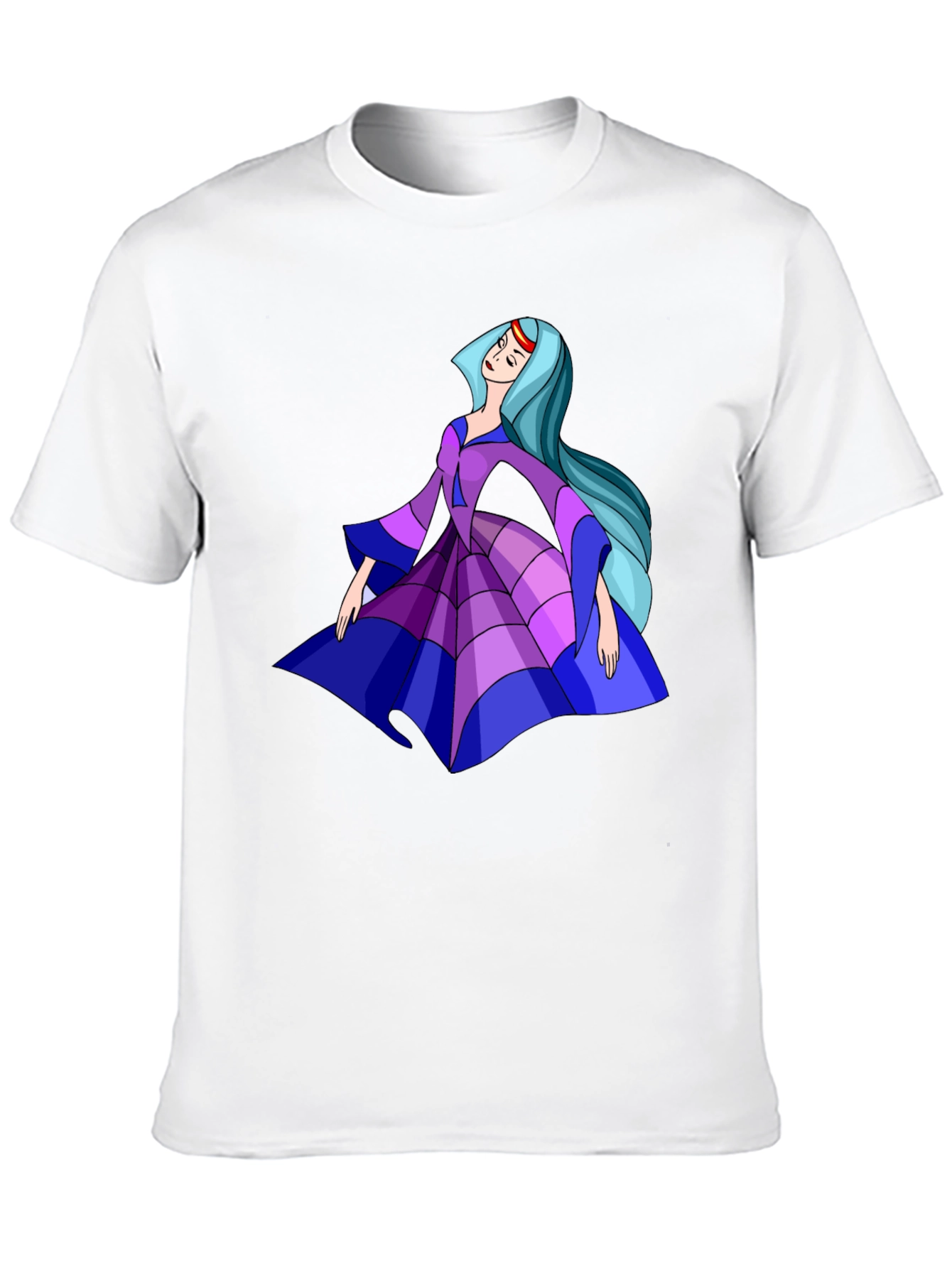 Cartoon Princess Graphic Tee - Black Cotton Casual Shirt - 10