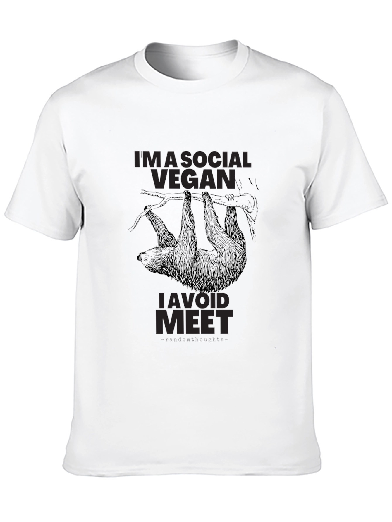 Black Social Vegan Sloth T-Shirt - Avoid Meet! view 10