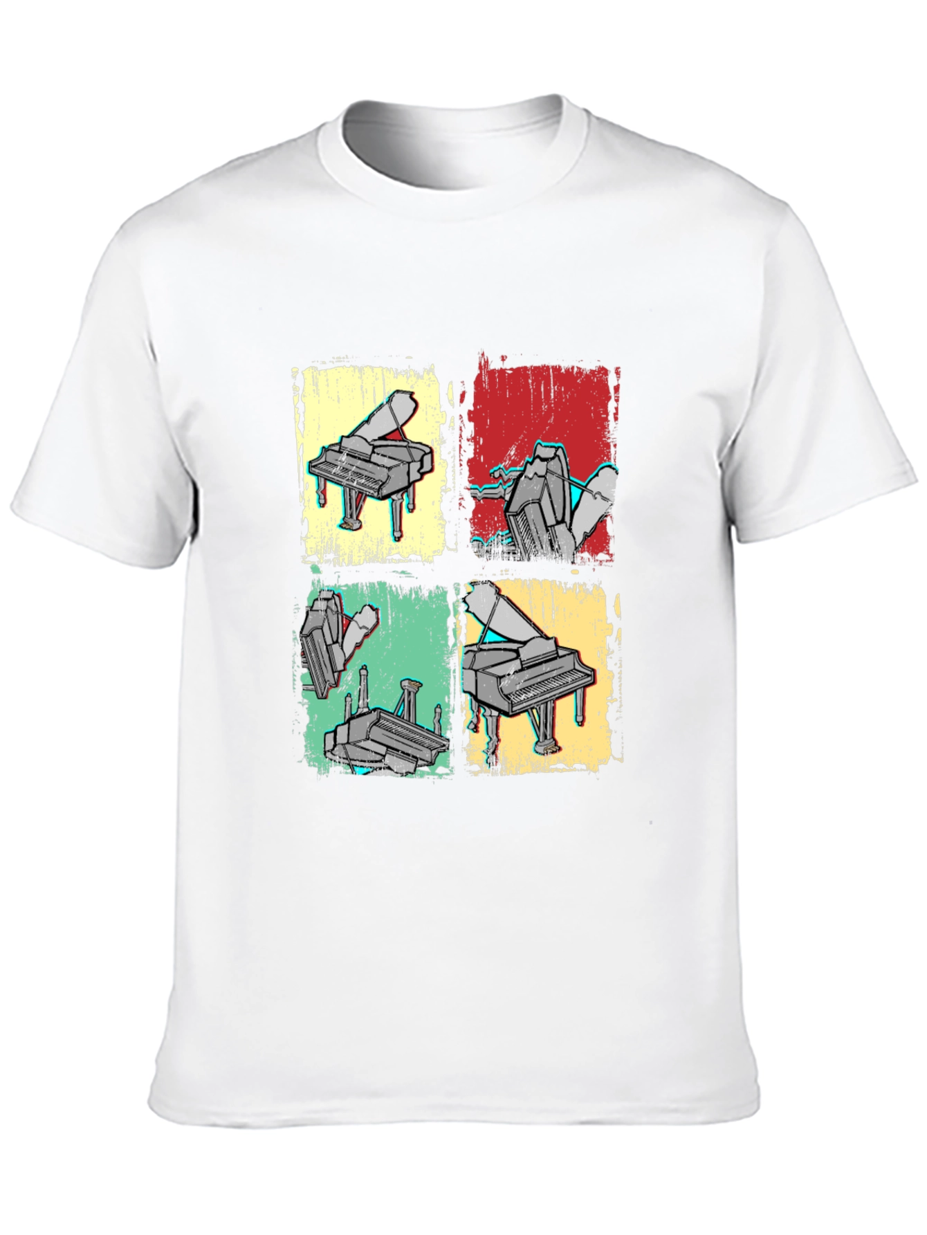 Black Retro Piano Art T-Shirt - Musical Graphic Tee view 10