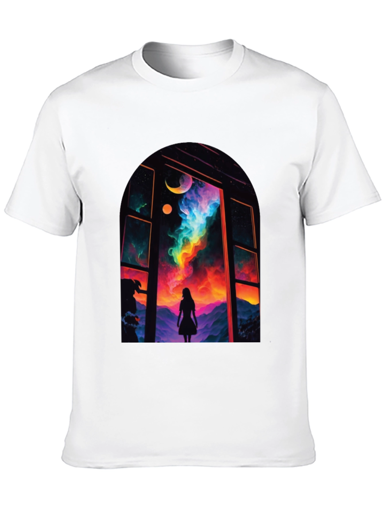Black Cosmic Window Graphic Tee - Black Cotton Blend view 10