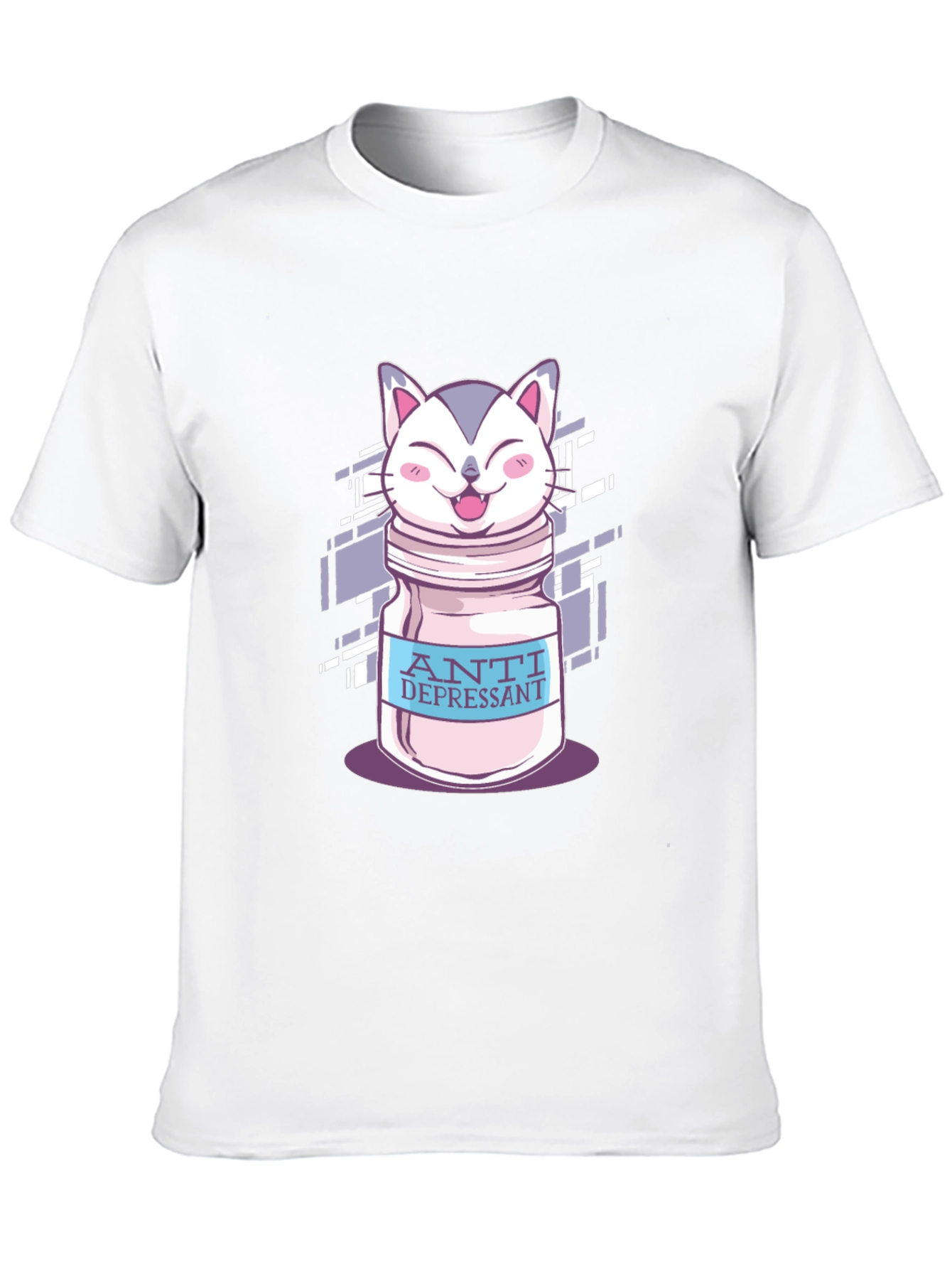 Black Anti Depressant Cat Graphic T-Shirt view 10