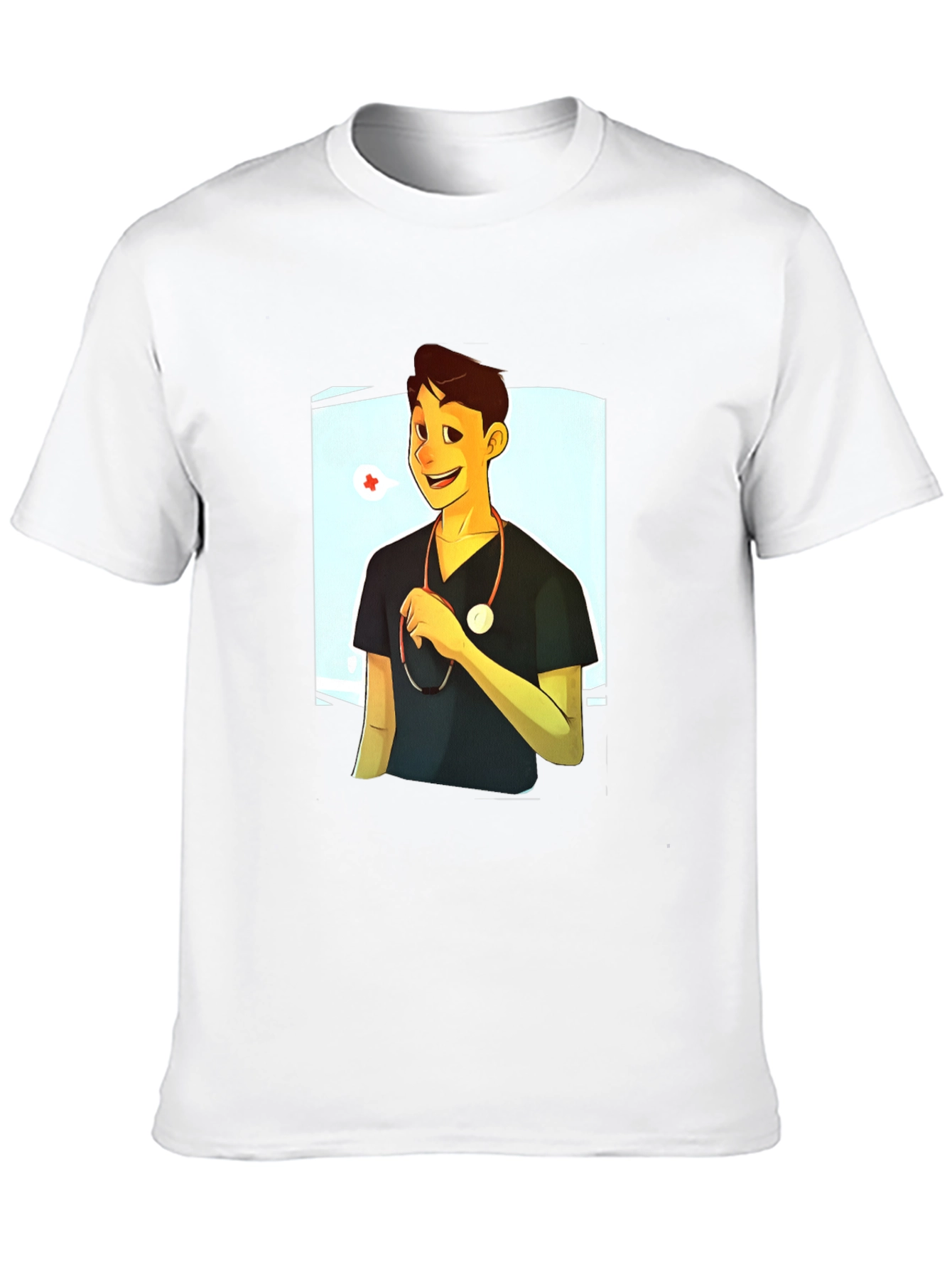 Black Cartoon Doctor Graphic Black T-Shirt view 10