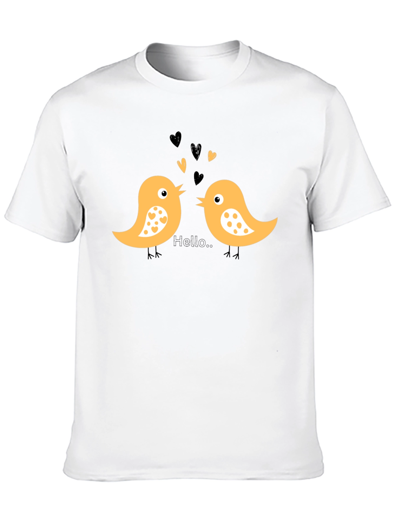 Black Cute Bird Love T-Shirt - Black Cotton Tee view 10