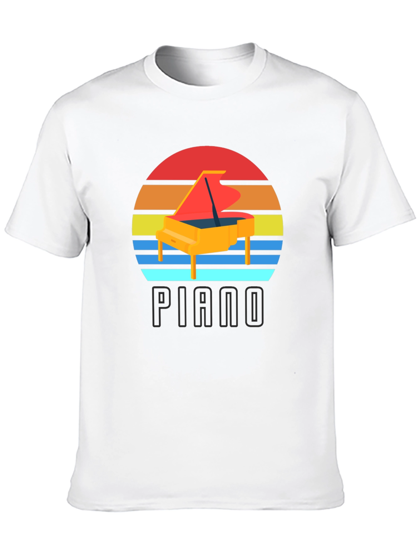 Black Piano Sunset Graphic T-Shirt view 10