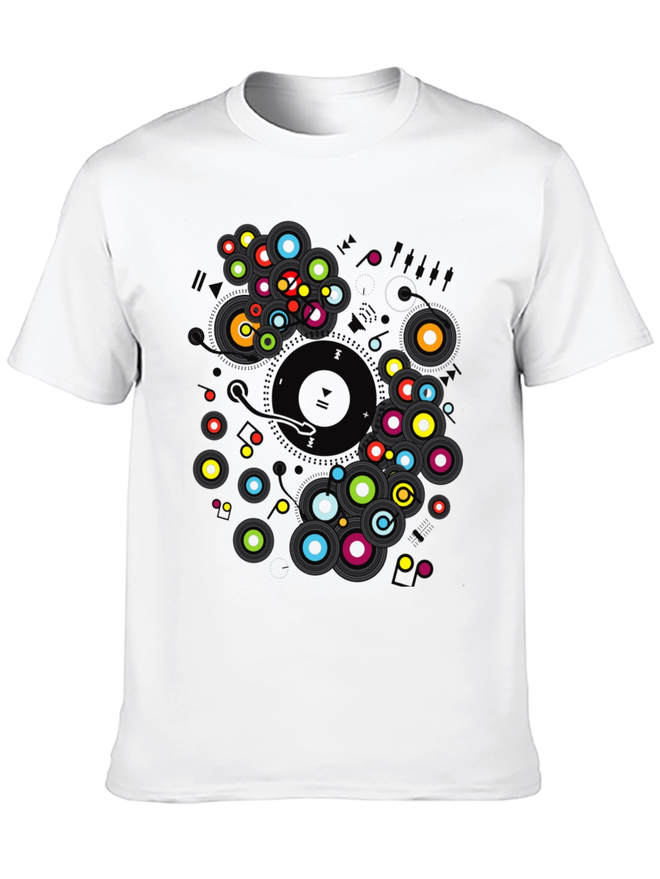 Black Retro Vinyl Record Graphic T-Shirt view 10