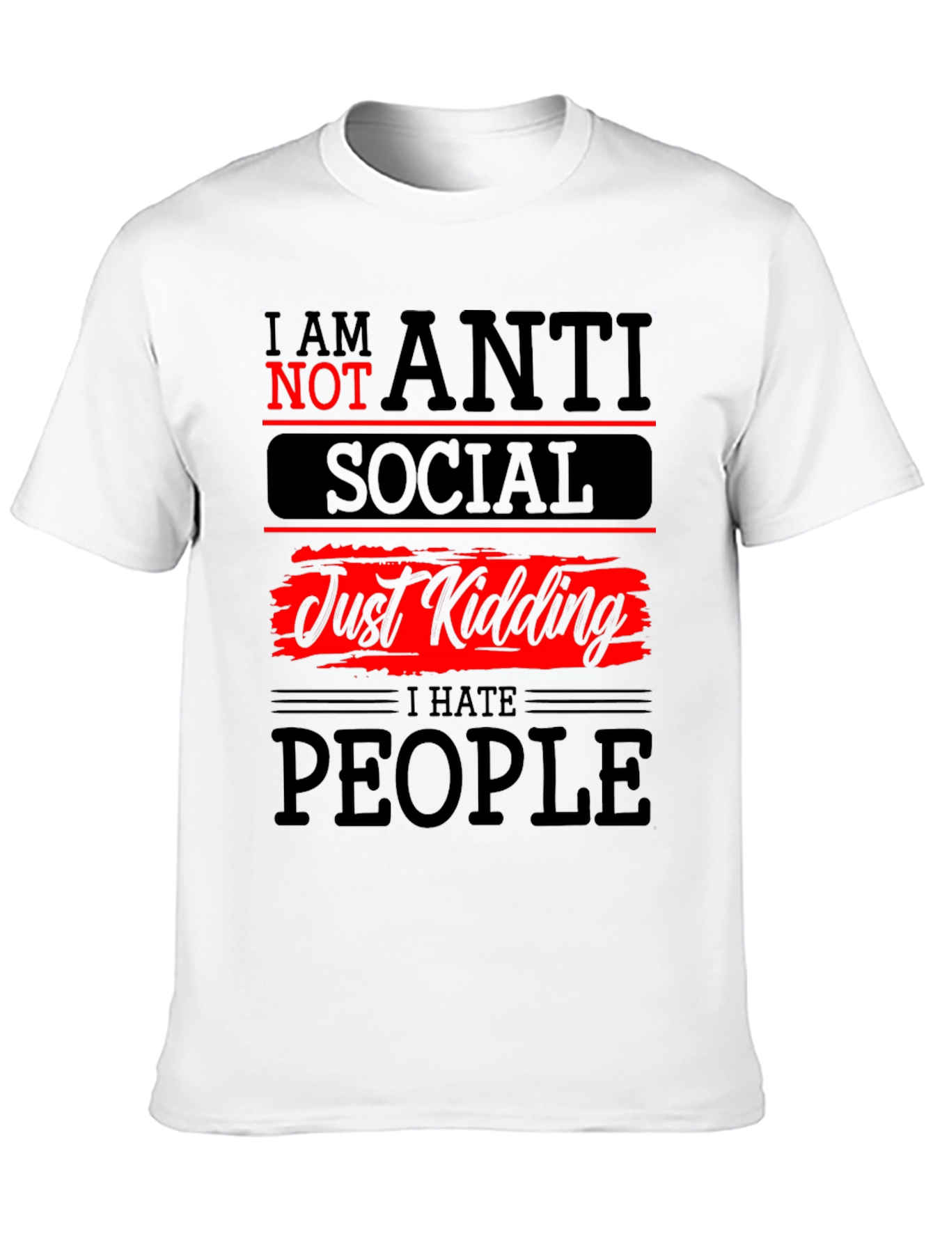 Black Anti-Social Just Kidding Graphic T-Shirt view 10
