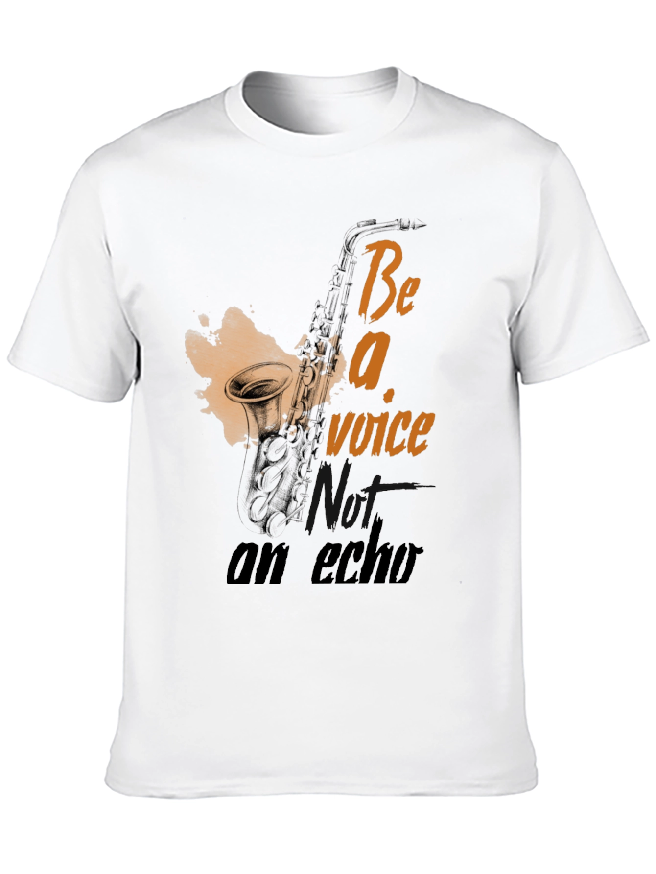 Black Saxophone 'Be a Voice' Graphic T-Shirt view 10