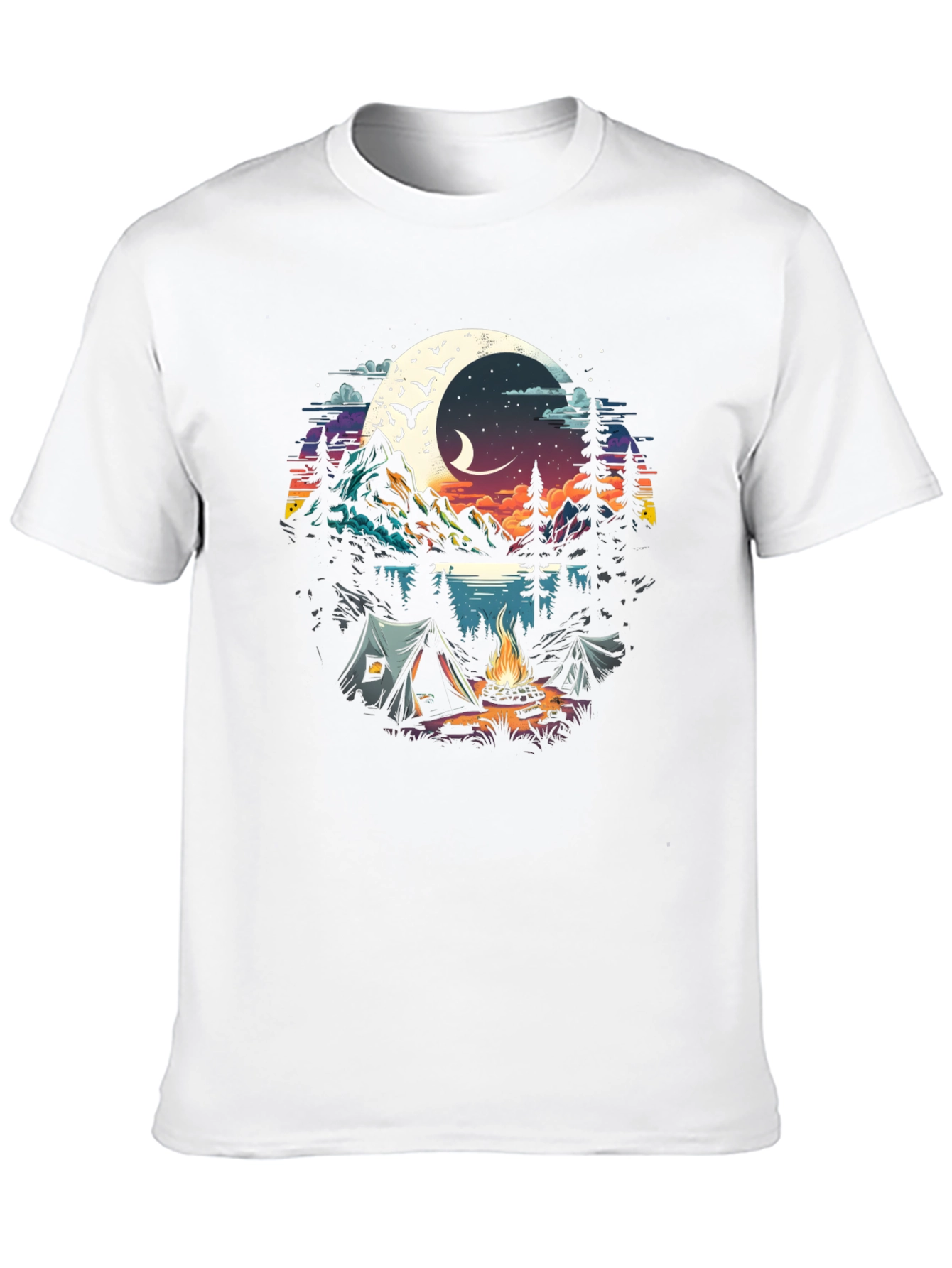 Black Camping Under the Moon Graphic Tee view 10