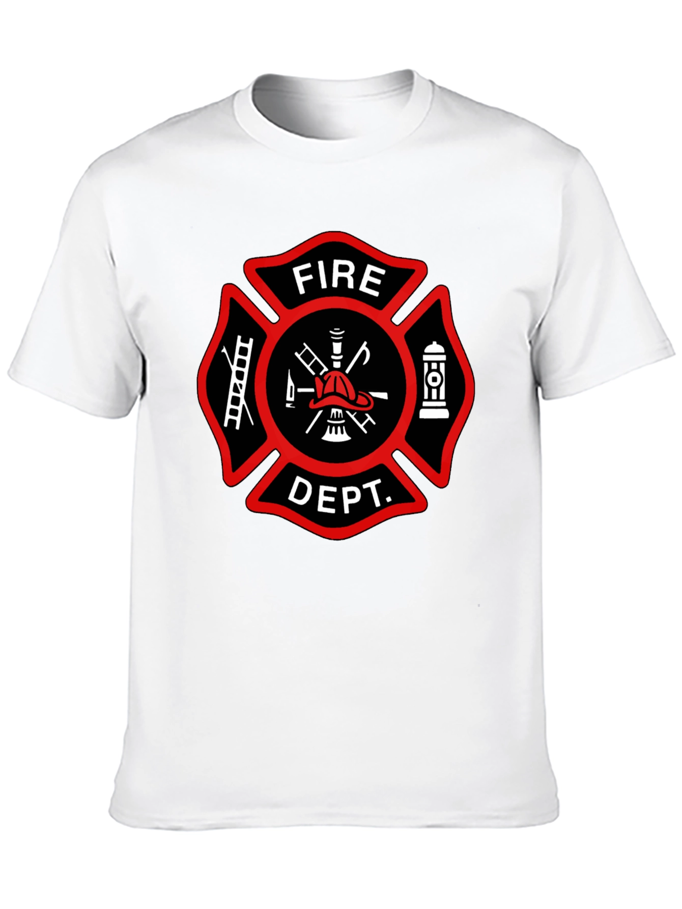 Black Fire Department T-Shirt, Maltese Cross Design view 10