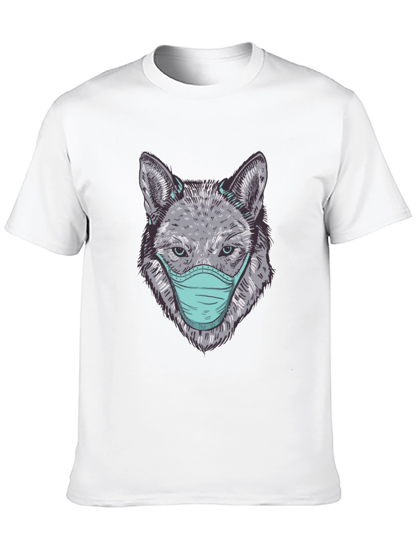 Black Wolf Face Mask Graphic Tee - Protect Yourself in Style view 10