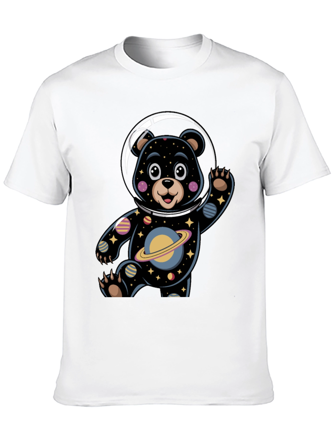 Black Cosmic Bear Astronaut Graphic Tee view 10