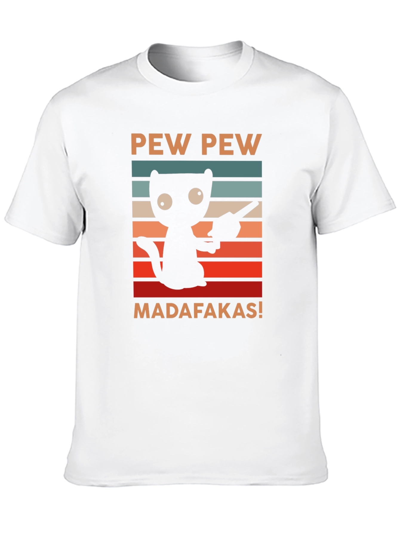Black Pew Pew Madafakas Cat T-Shirt view 10