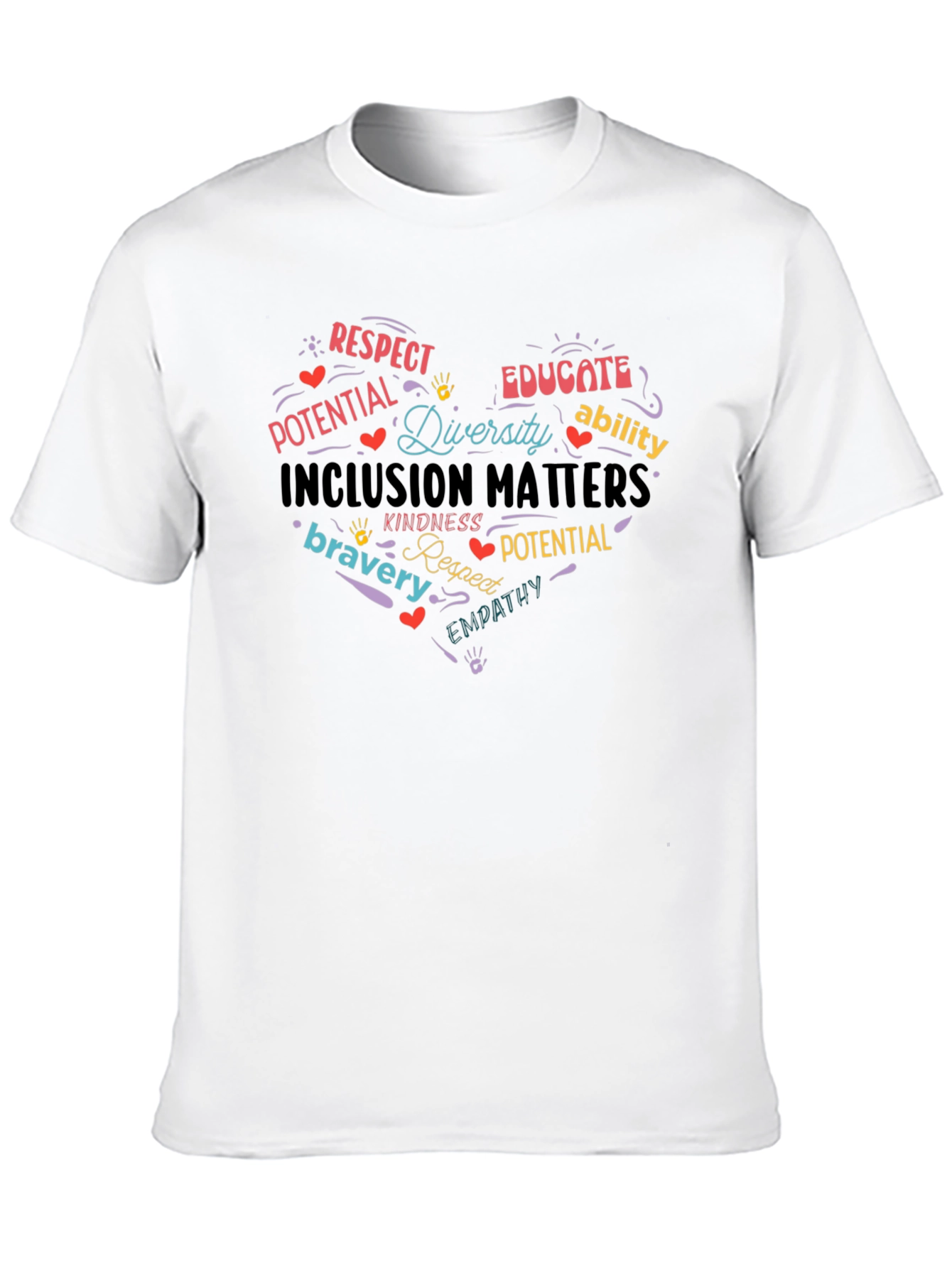 Black Inclusion Matters Heart T-Shirt - Respect, Diversity, Empathy view 10