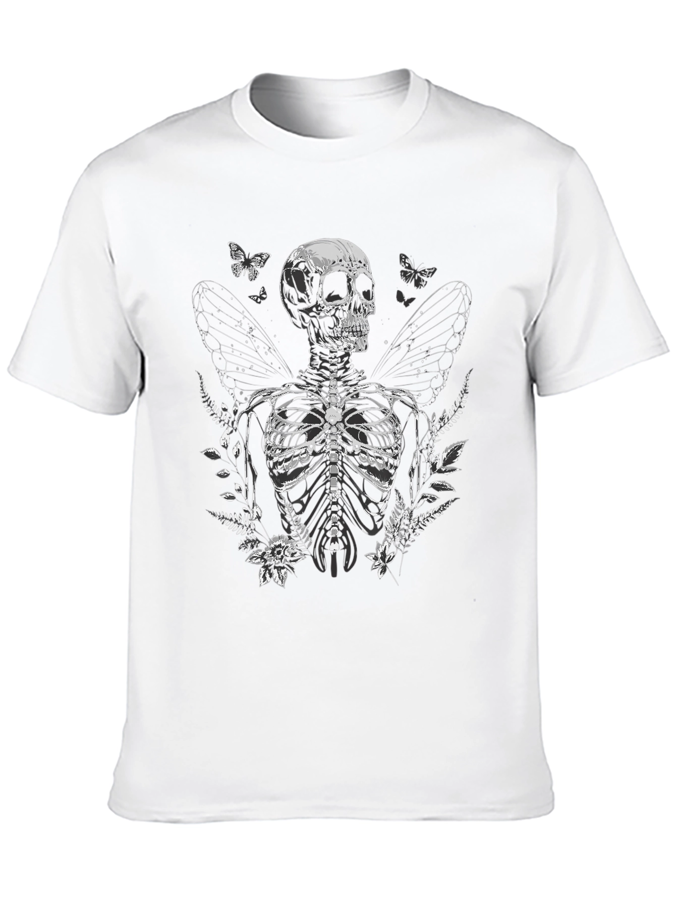 Black Skeleton Butterfly Wing Graphic Tee - Black view 10