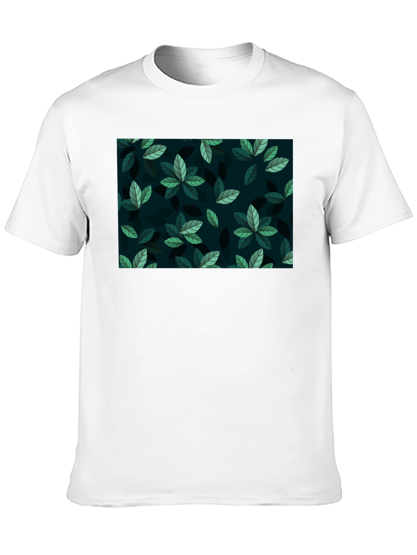 Black Leaf Pattern Crew Neck T-Shirt view 10