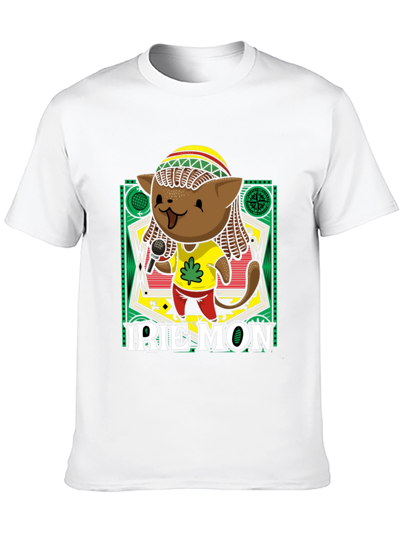 Black Irie Mon Jamaican Cat Graphic T-Shirt view 10