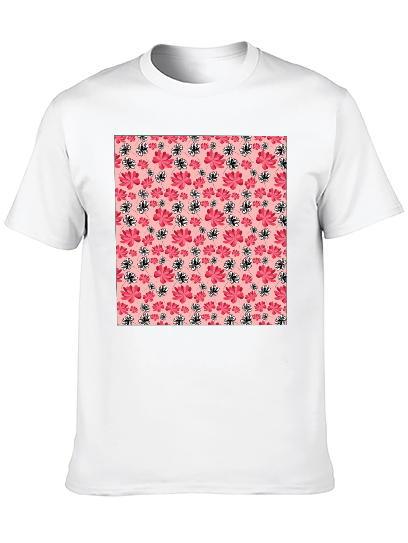 Black Floral Pattern Crew Neck T-Shirt view 10