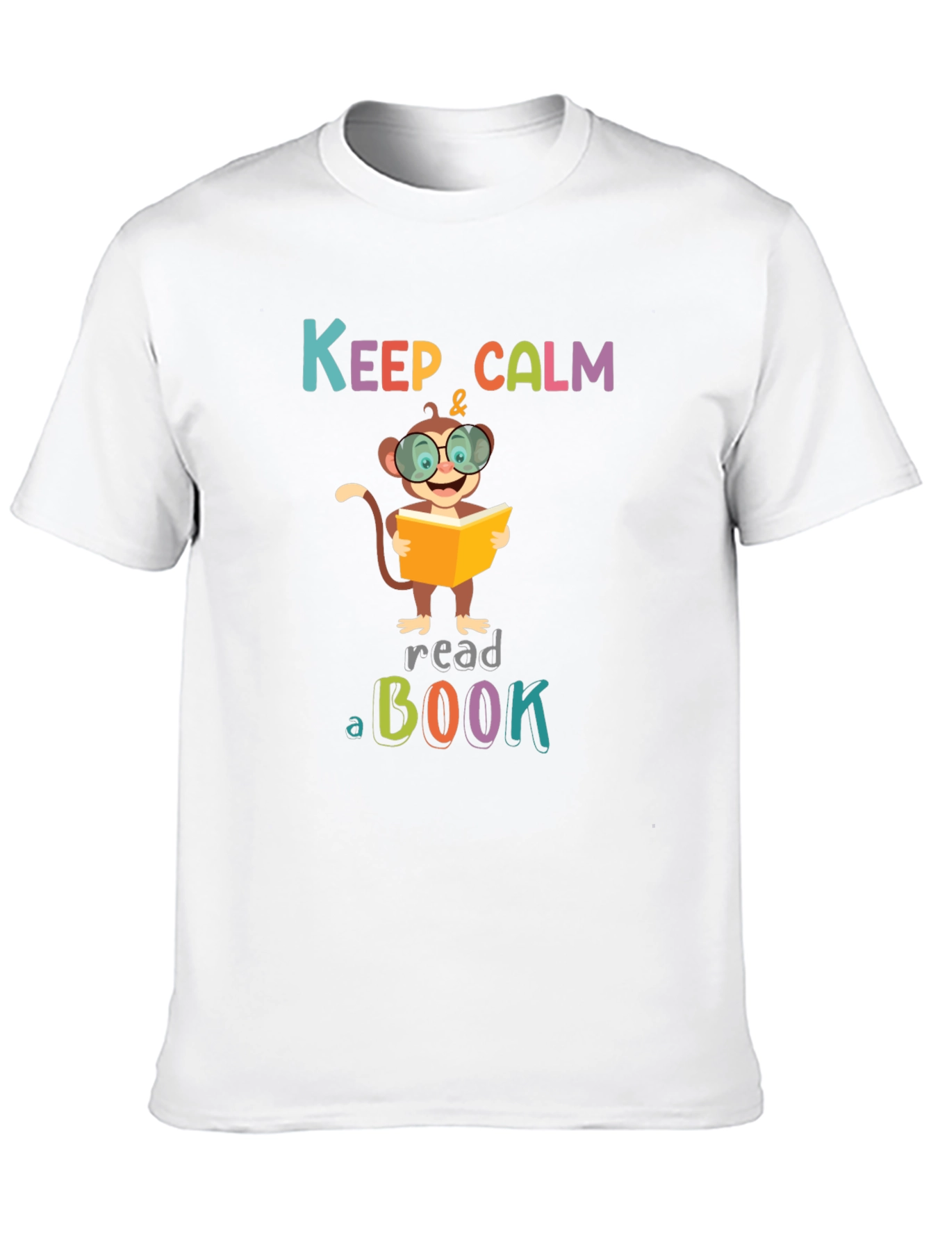 Black Keep Calm and Read a Book Monkey T-Shirt view 10