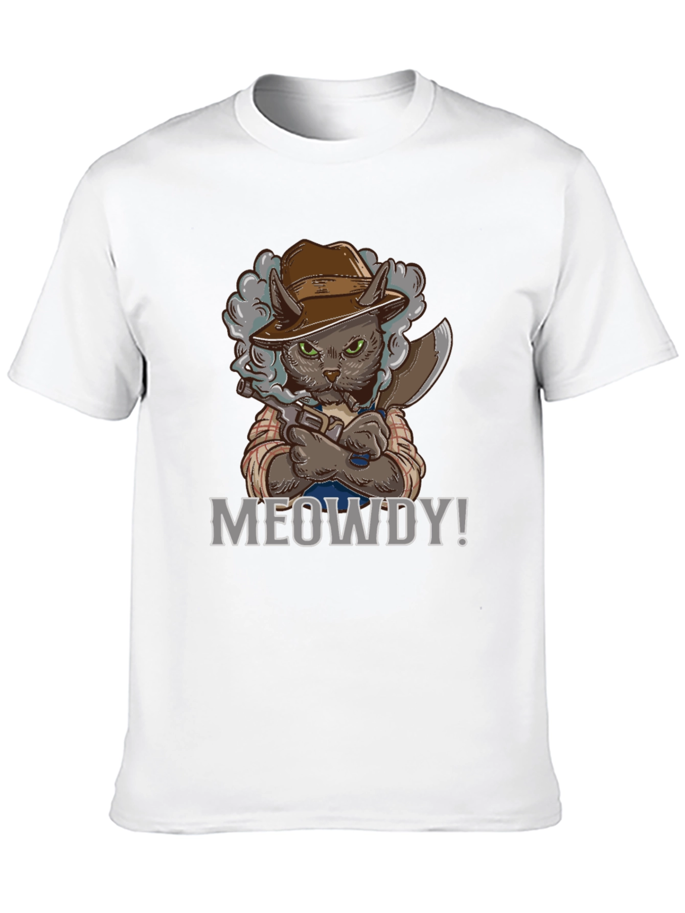 Black Meowdy Cat Cowboy Graphic T-Shirt view 10
