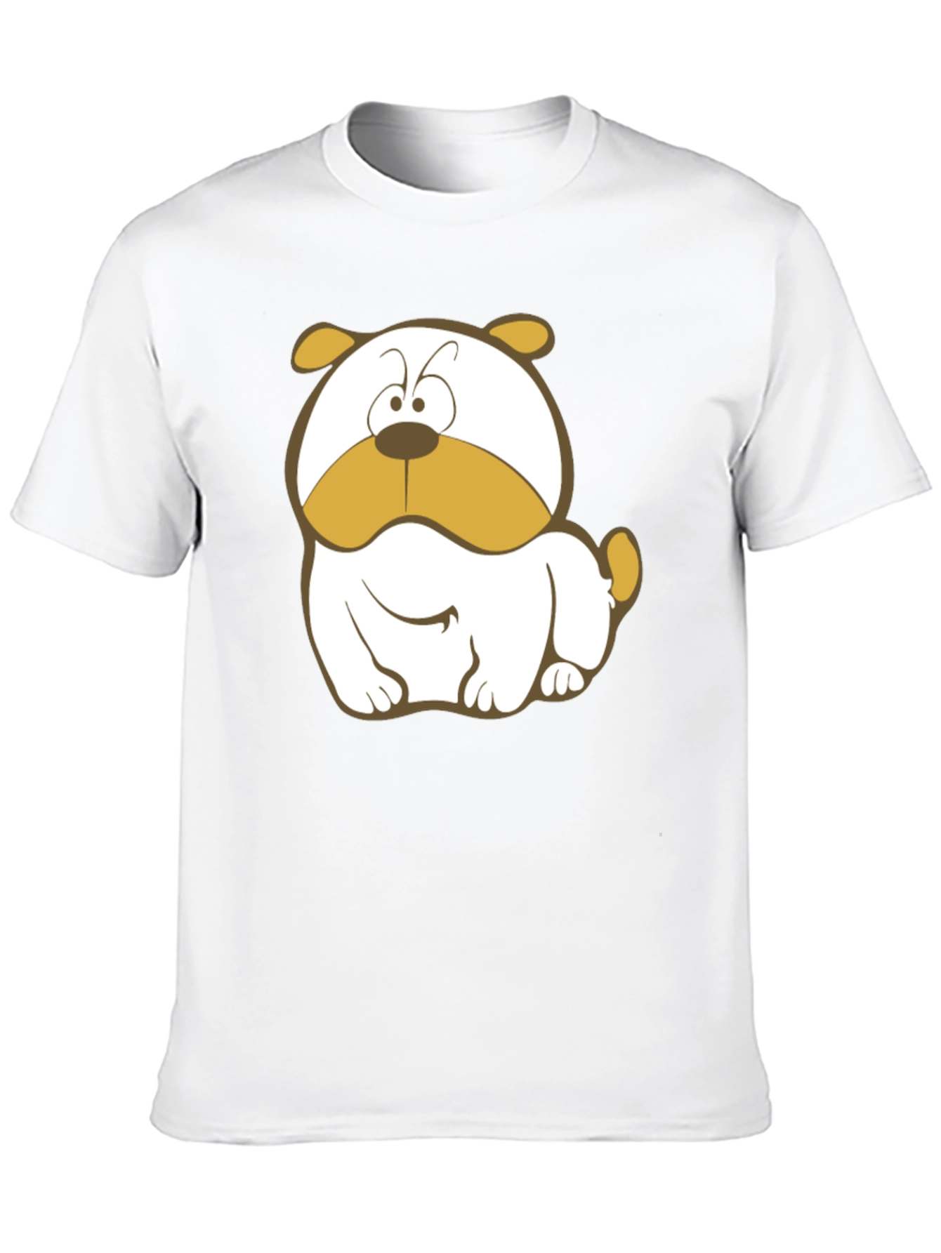 Black Cartoon Bulldog Graphic Tee - Black Cotton T-Shirt view 10