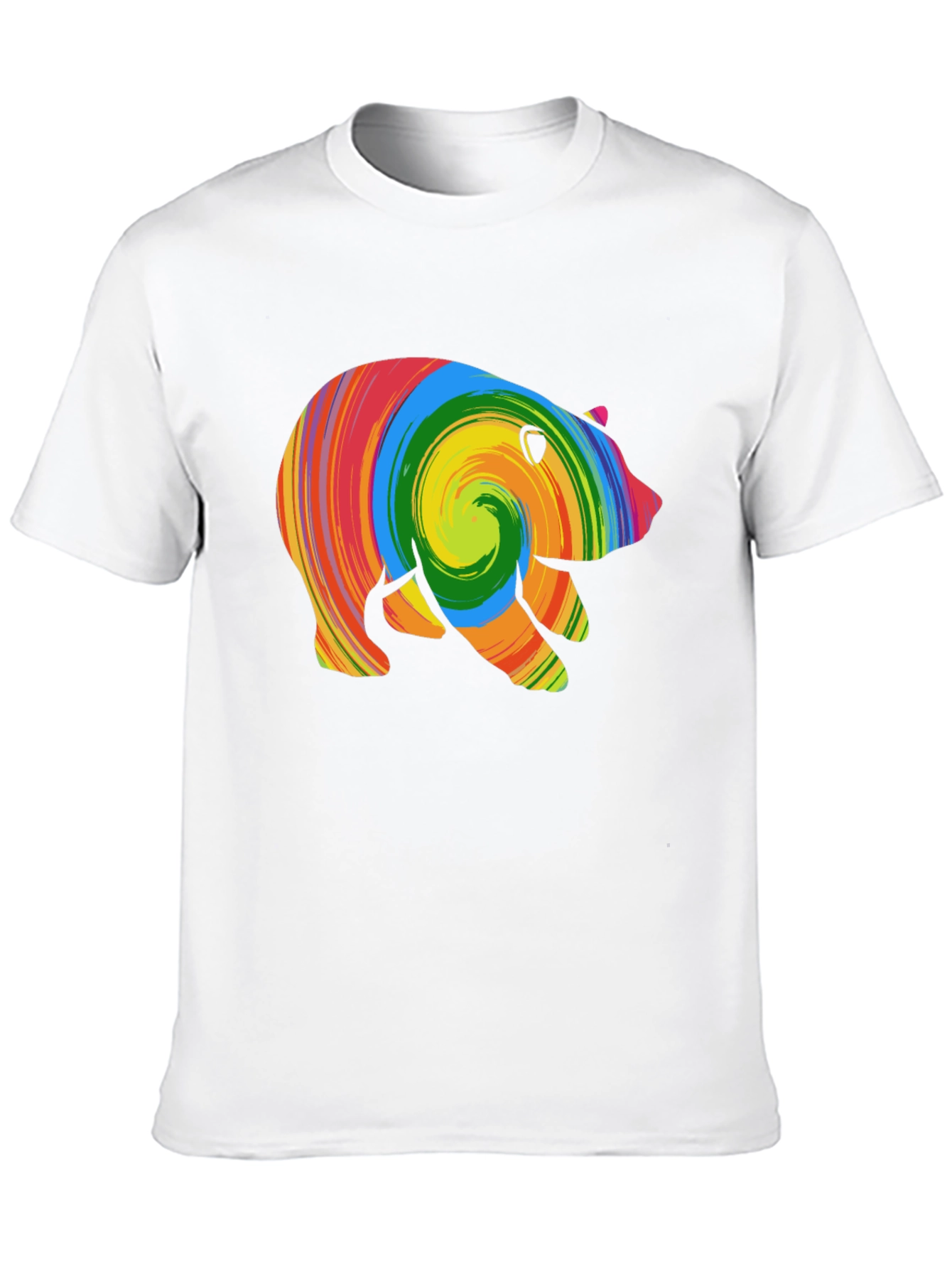 Black Colorful Swirl Bear Graphic T-Shirt view 10