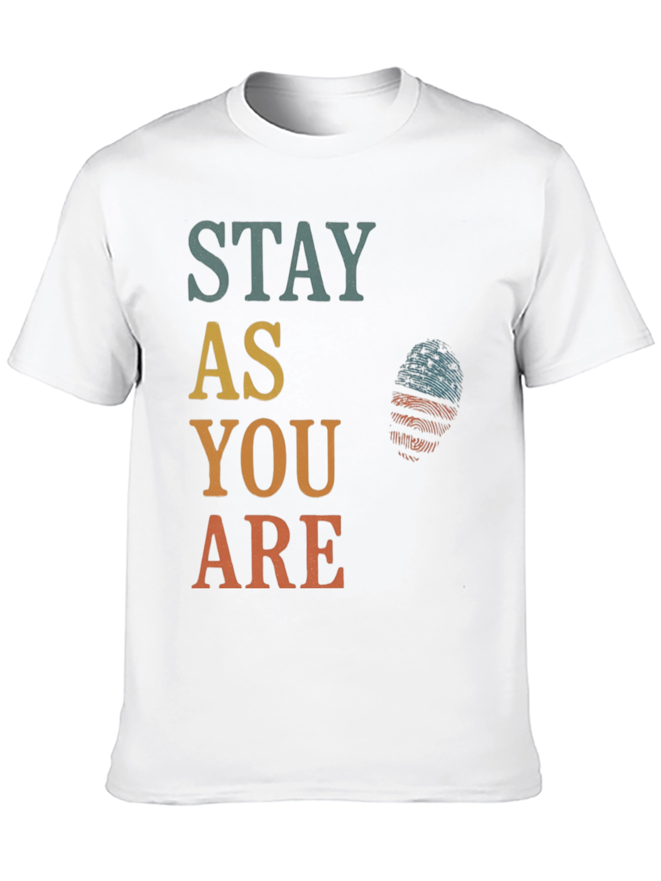 Black Stay As You Are Graphic Tee - Patriotic Fingerprint Design view 10