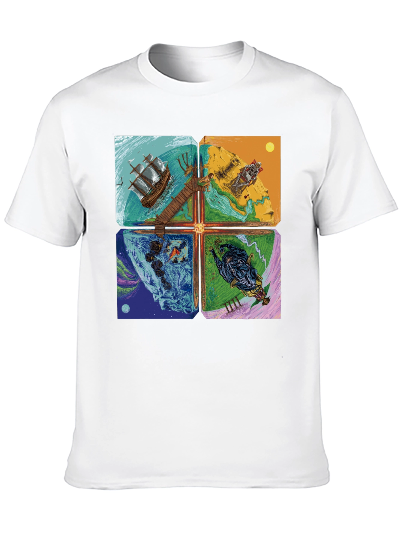 Black Elemental Worlds Graphic Tee - Black Crewneck T-Shirt view 10