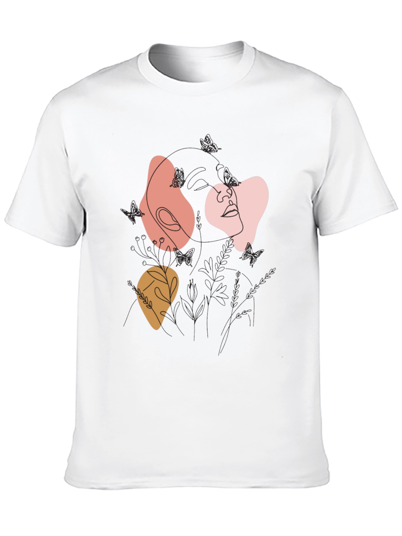 Black Abstract Line Art Graphic Tee - Modern Casual Top view 10