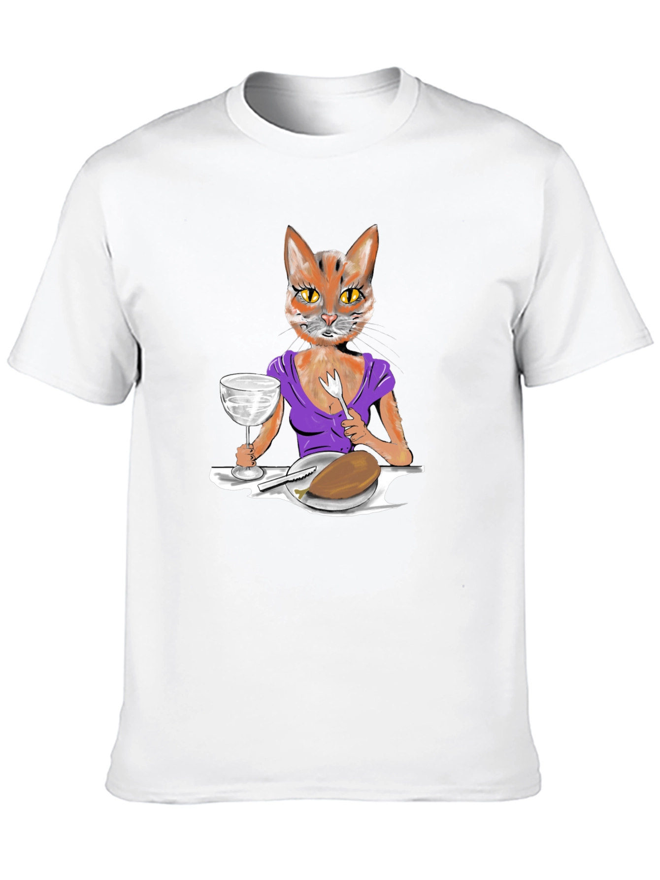 Black Cat Lady Dinner Graphic T-Shirt view 10