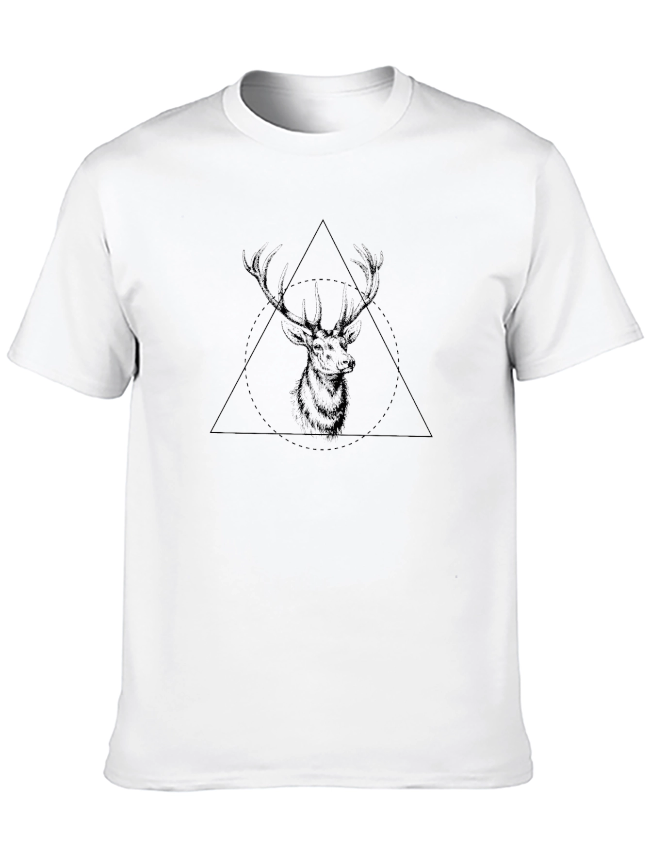Black Geometric Deer Graphic Tee - Black view 10
